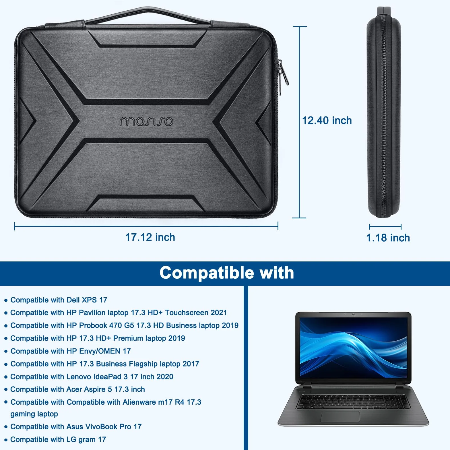 MOSISO 17-17,3 cal etui na laptopa z twardą obudową, 17,3 cal wodoodporna i odporna na wstrząsy torba na laptopa kompatybilna z MacBook HP Dell, artystyczna geometryczna EVA torba na laptopa z
