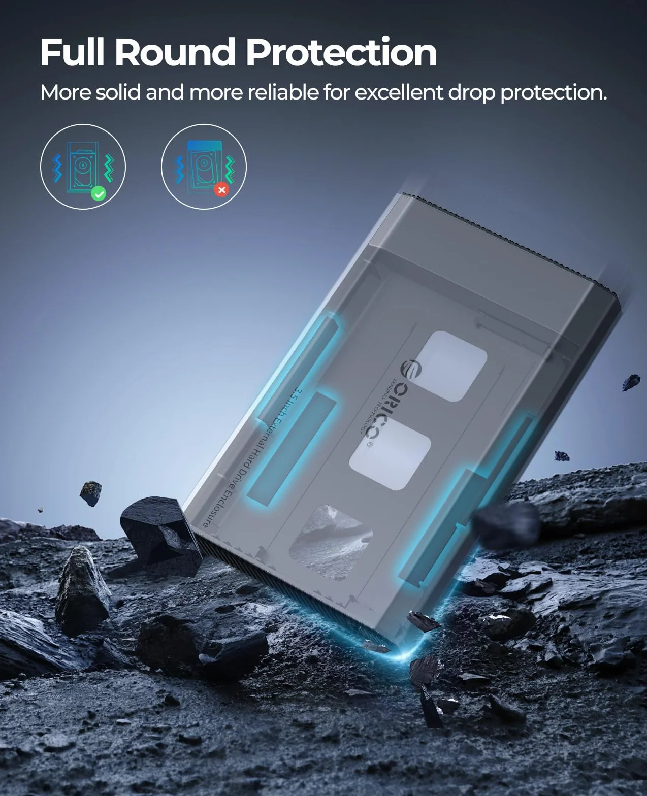 ORICO Aluminiowa obudowa dysku twardego 3,5 cala USB C 3.2 6 Gbps zewnętrzna HDD SATA SSD 20 TB