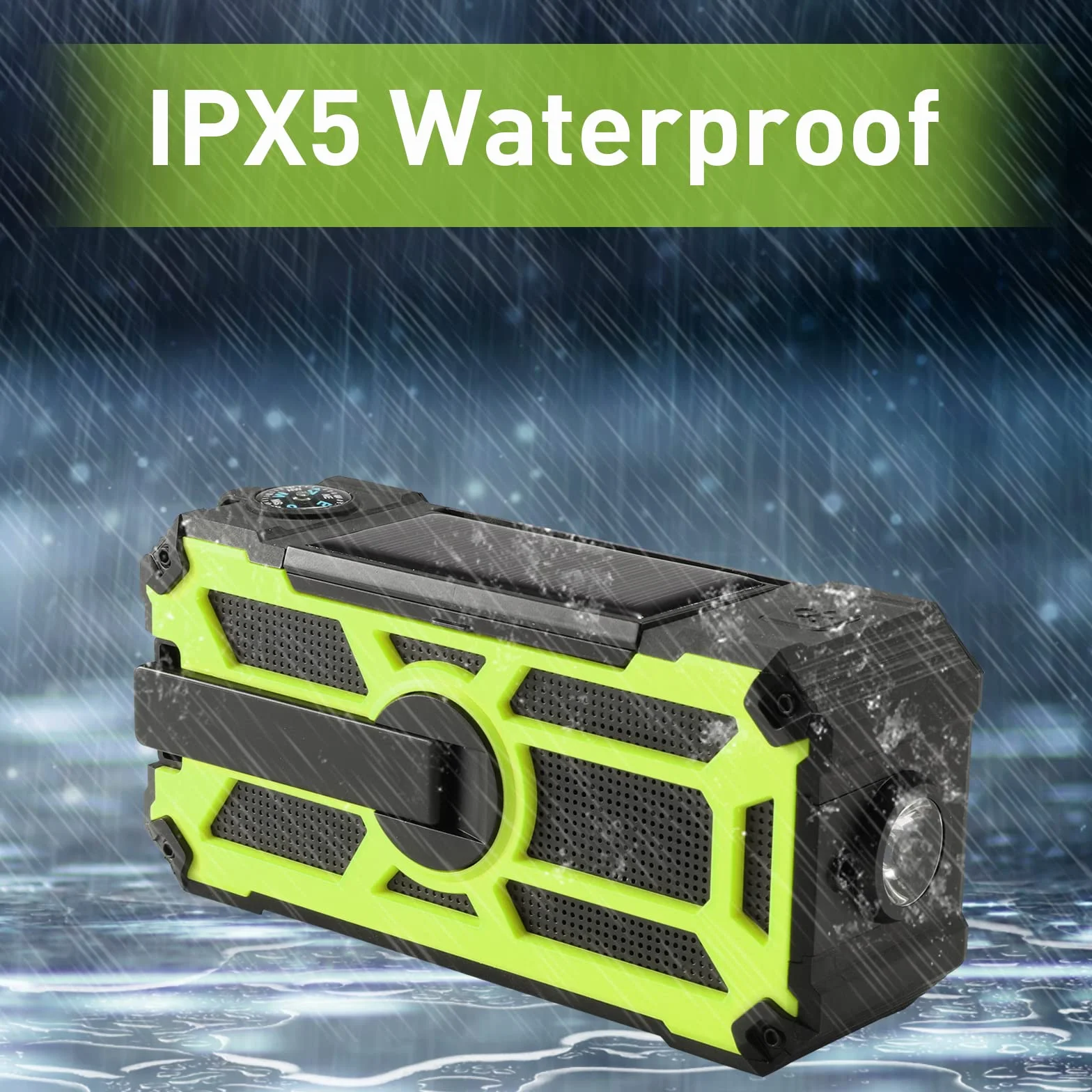 Raddy SW5 Przenośne radio solarne AM/FM IPX5 5000 mAh z korbą i latarką