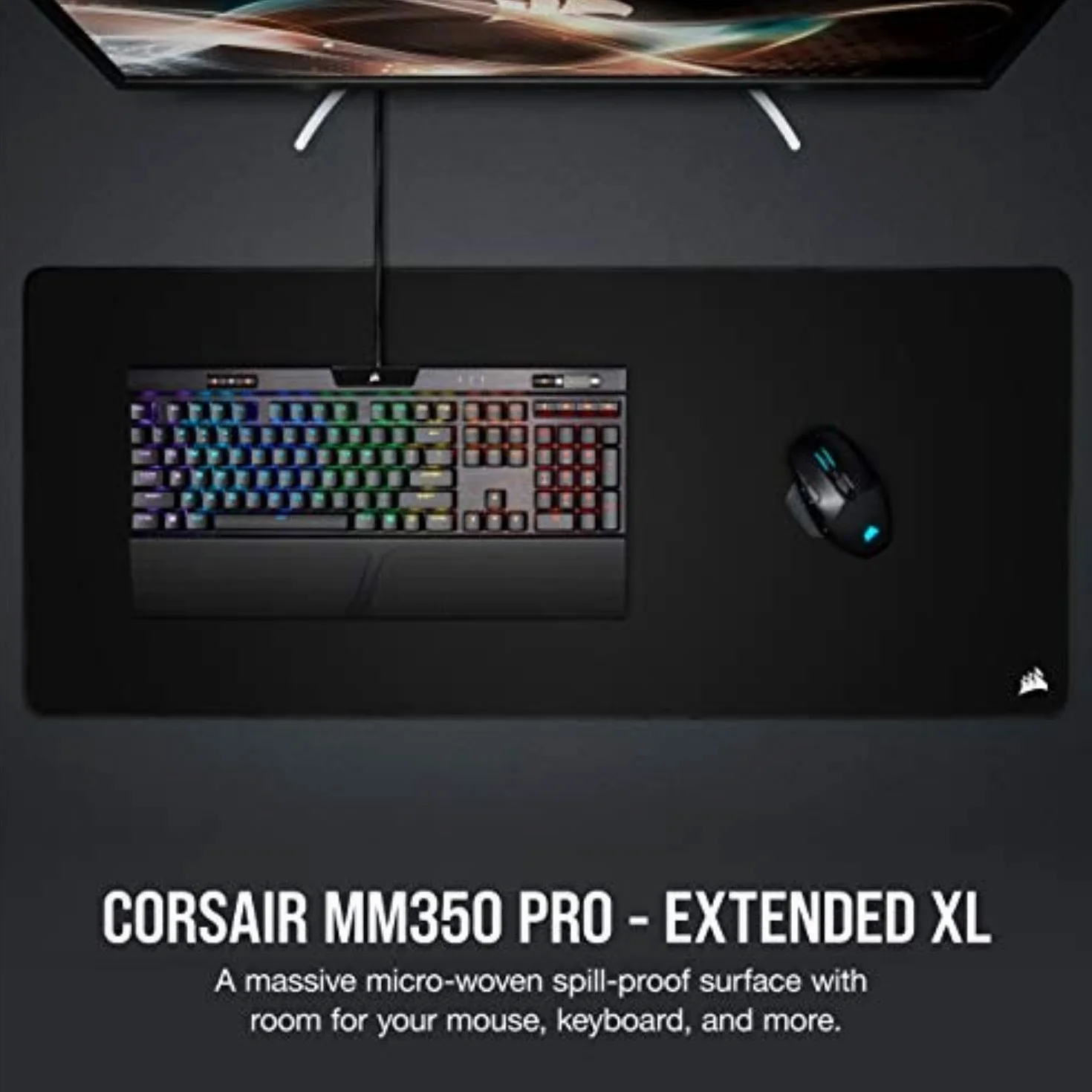 Corsair MM350 PRO Premium Spill-Proof Cloth Gaming Mouse Pad – Extended XL, Black