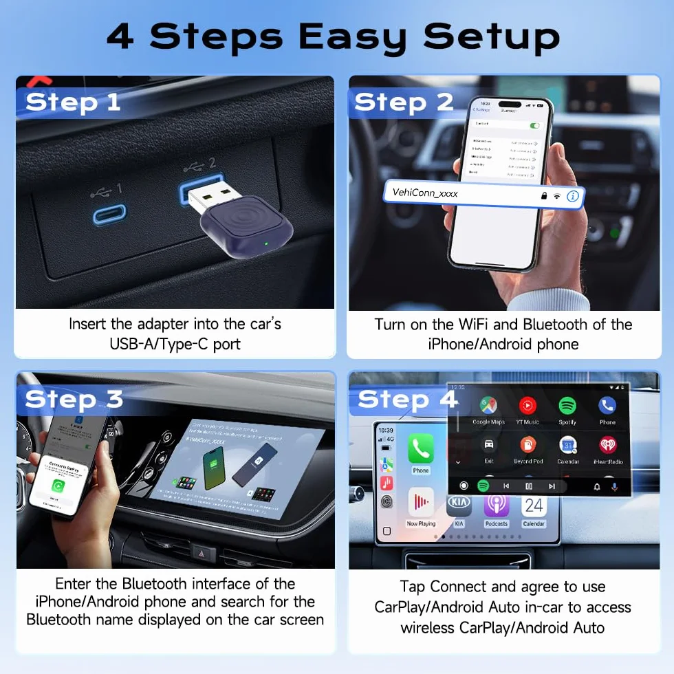 Carlinkit Mini Ultra bezprzewodowy adapter CarPlay Android USB-A/USB-C