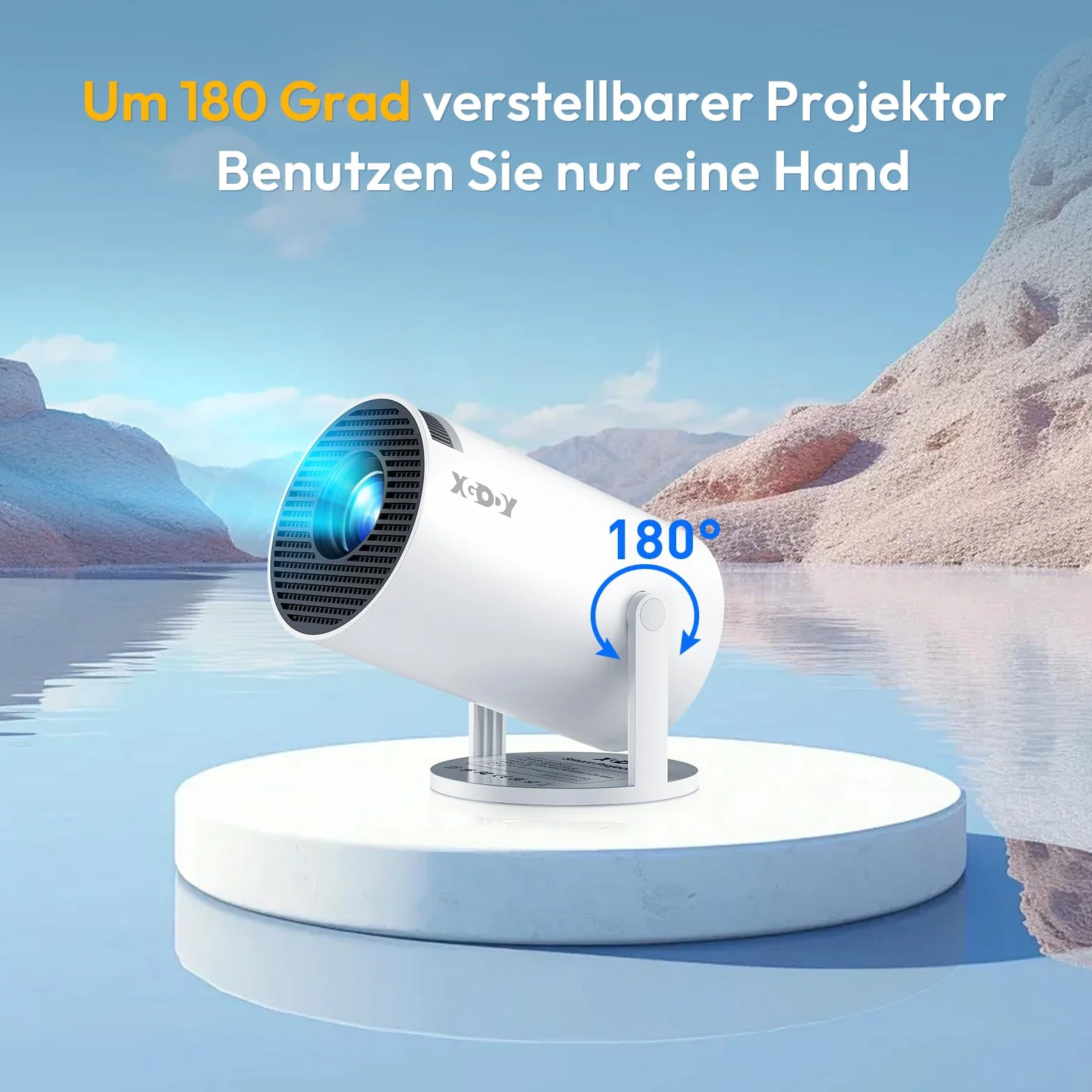 Mini projektor [2025 Upgraded & Android 11.0] Native 720P HD, obsługuje 4K 1080P, Xgody Gimbal 3 New przenośny projektor 12000 lumenów, WiFi 6, Bluetooth, Auto Keystone, projektor wideo do kina