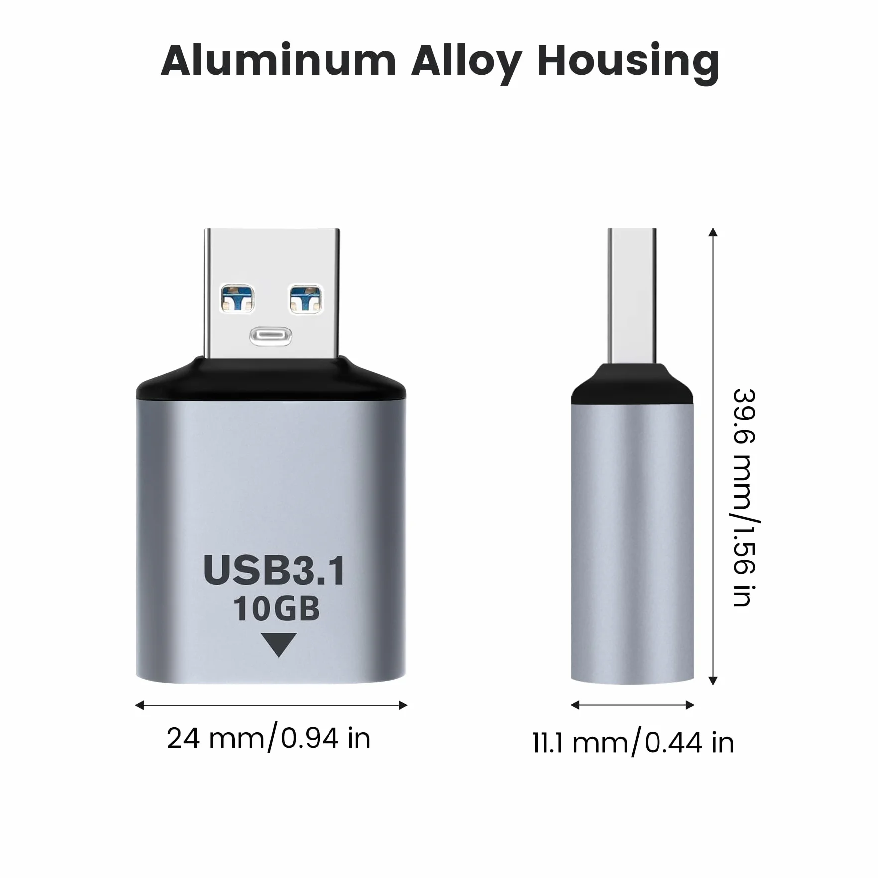 Adapter USB C na USB 10 Gb/s, USB 3.1 męski na USB C żeński, konwerter OTG, przedłużacz kompatybilny z ładowarką USB-A, PC, laptopem, USB samochodowym (zestaw 2 sztuk)