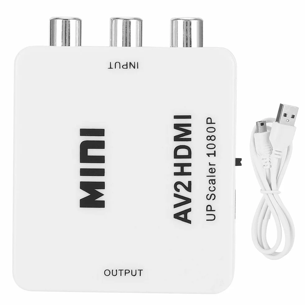 Konwerter AV na HDMI High Definition, do HDMI AV2HDMI Transverter, Wyjście HDMI 1080 P 60 HZ / 720 P 60 HZ, Obsługa PAL, NTSC3.58, NTSC4.43, SECAM, PAL/M, Wejście PAL/N - Biały