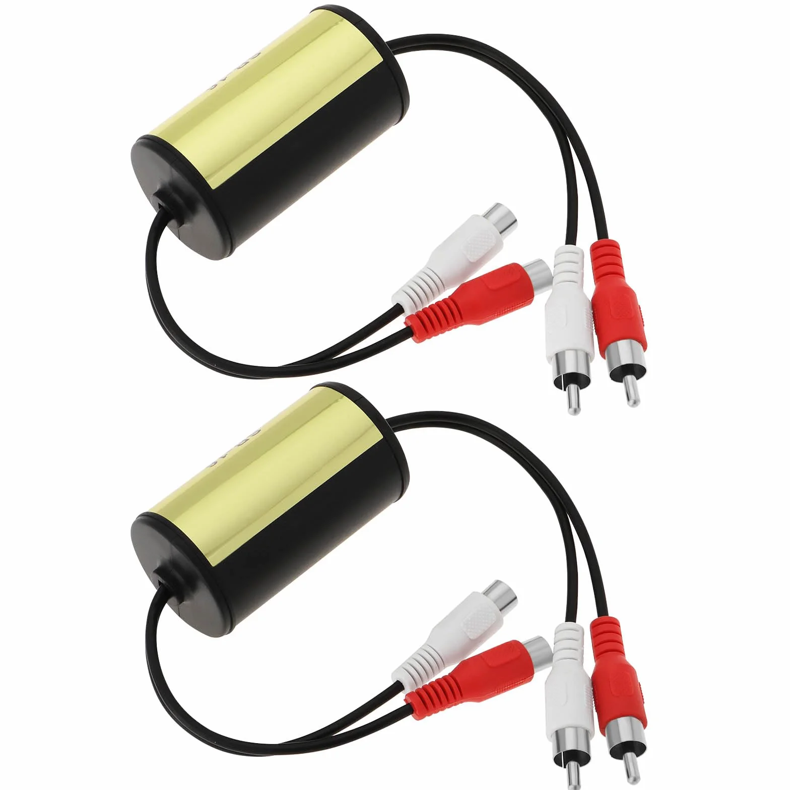 2 szt. skutecznie redukujący hałas audio RCA męski na żeński 2-kanałowy filtr audio do samochodowego audio i domowych wzmacniaczy audio