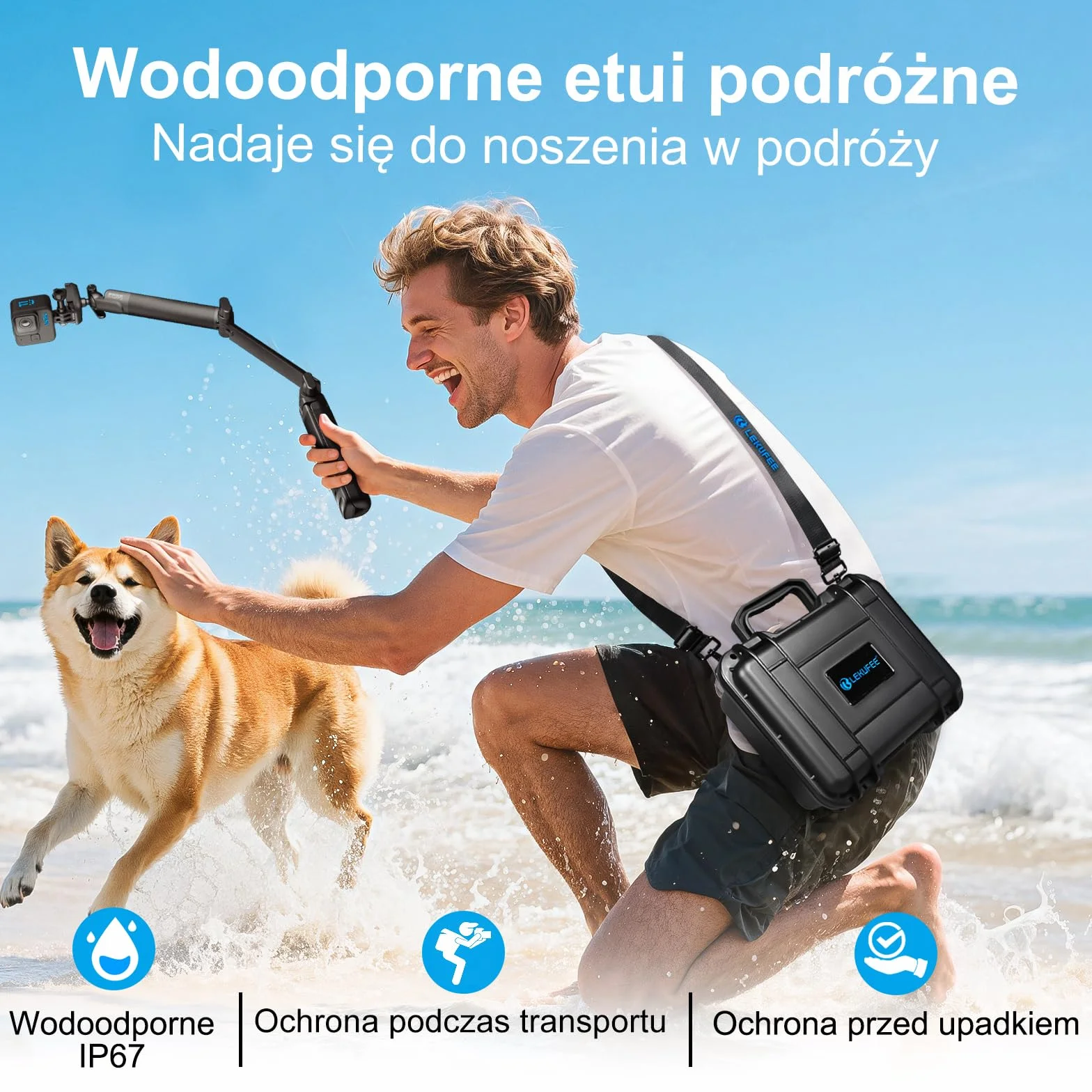 Lekufee Wodoodporna walizka do kamery GoPro Hero 13/12/11/10/9/8, LIT Hero,Hero 4K,Media Mod/Volta/Creator Edition/Action Camera oraz innych akcesoriów (Tylko etui)