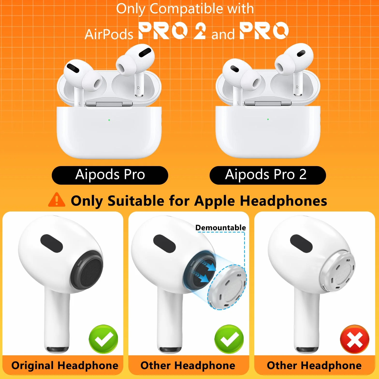 4 pary wymiennych słuchawek do słuchawek AirPods Pro 2. generacji z przenośnym pudełkiem do przechowywania i rysikiem do czyszczenia, redukcją szumów i filtrem przeciwpyłowym