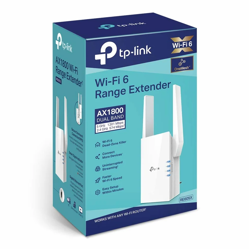TP-Link Repeater RE605X - AX1800 Wi-Fi 6 Range Extender, Black