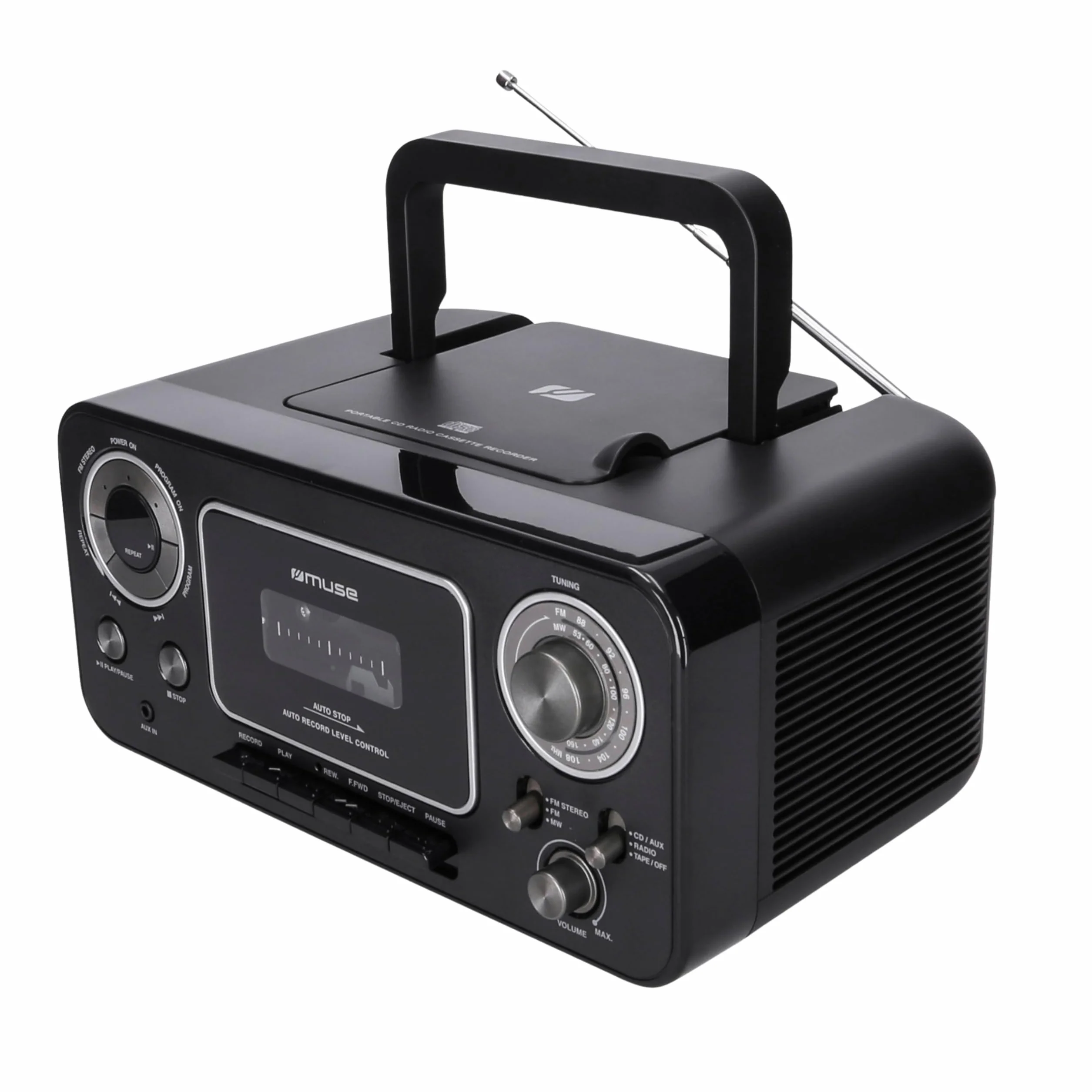 MUSE Radioodtwarzacz Kasetowy M-182 RDC, Czarny