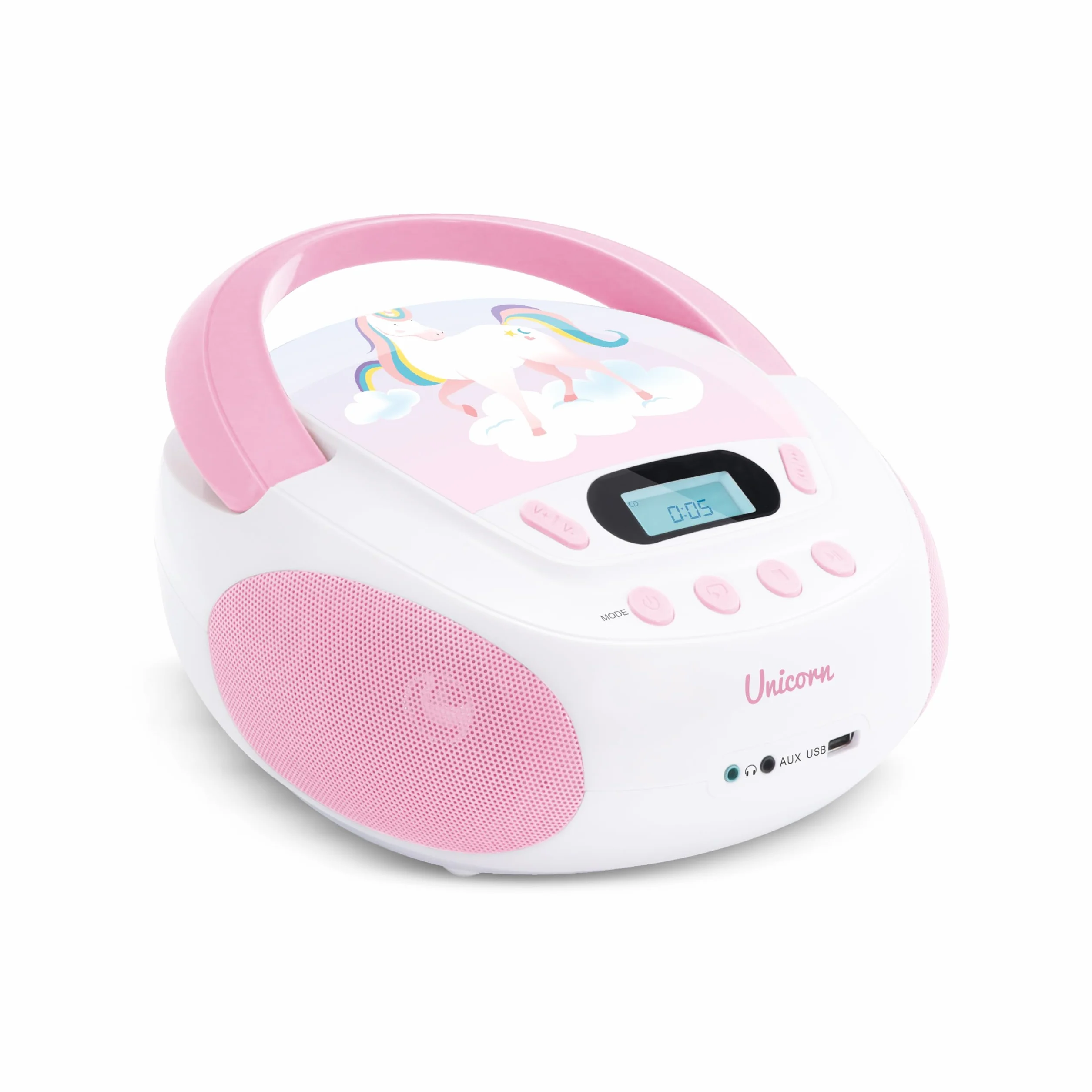 MOOOV 477407 odtwarzacz CD jednorożec dla dzieci, z portem USB