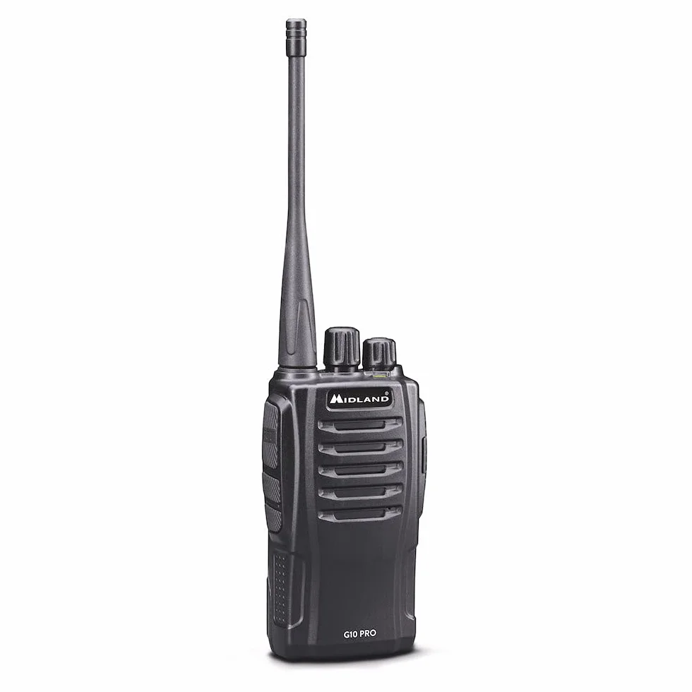 Midland G10 Pro C1107.04, Walkie Talkie Ricaricabile, Radio Ricetrasmittente Pół Profesjonalne z 32 Kanałami PMR446, 50 Tonami CTCSS, 116 Kodami DCS, Bateria Li-Ion 1200mAh, Czarny z Ładowarką