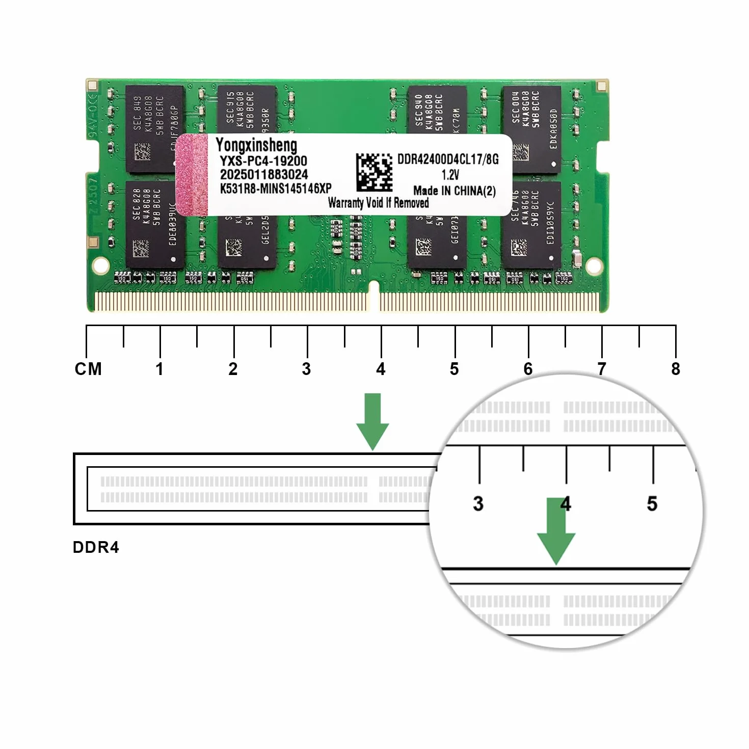 Yongxinsheng DDR4 8GB Pamięć RAM do laptopa PC4-19200 SODIMM 2400MHz 1.2V
