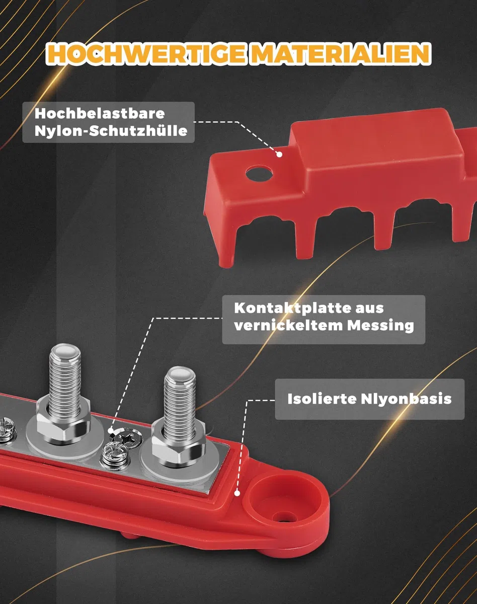 LAOYE Blok rozdzielczy 250 A, 12 V, szyny zbiorcze 12 V-48 V z 4 x bolcami zaciskowymi M8, moduł o wysokiej wydajności do rozdzielcy zasilania w samochodzie, RV, ciężarówce, statku, jachcie i energii