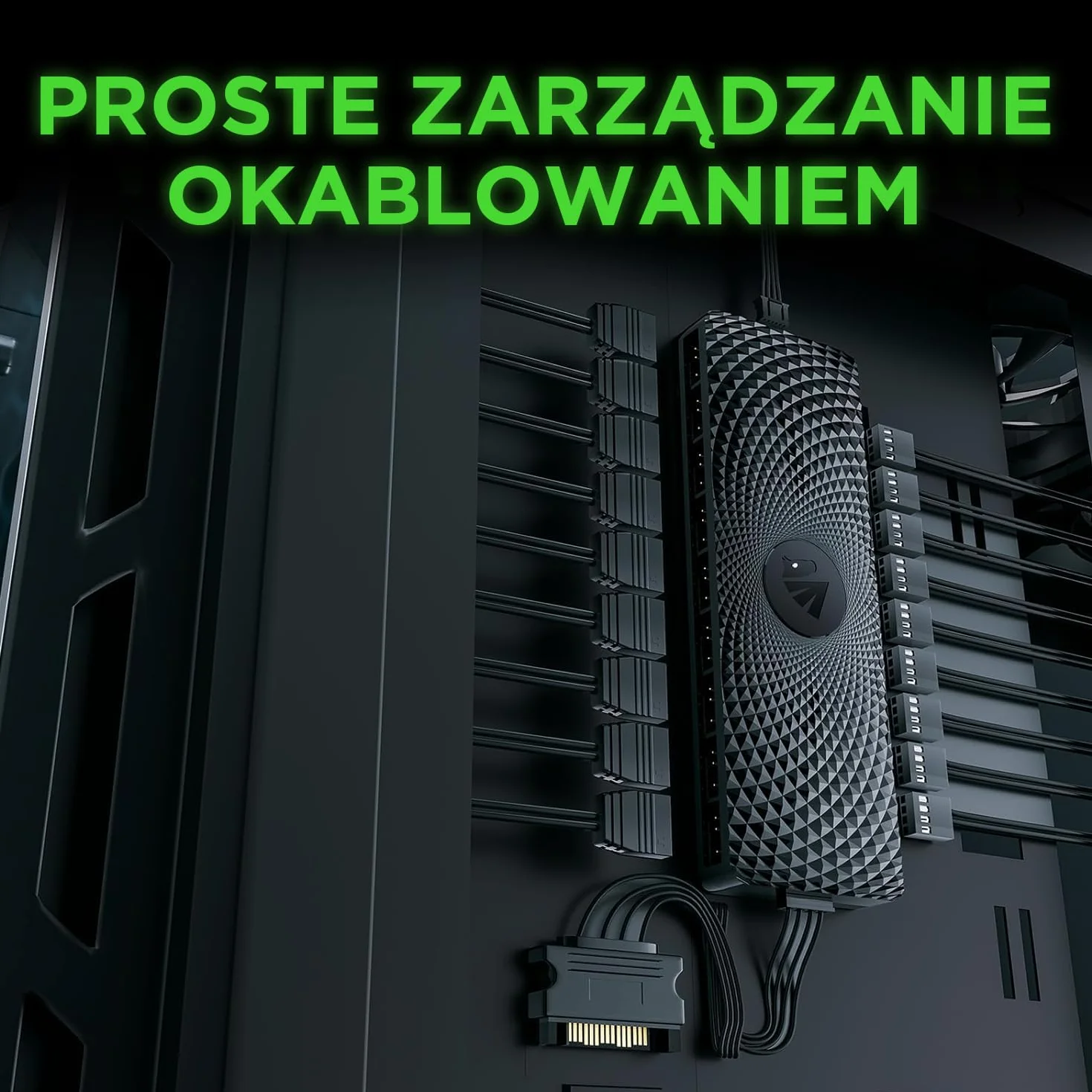 AsiaHorse 9-portowy koncentrator wentylatora ARGB/PWM 2 w 1, dystrybutor z zasilaniem SATA, adapter 12V4PIN PWM, 5V3PIN ARGB, koncentrator sterowania płytą główną, zarządzanie kablami