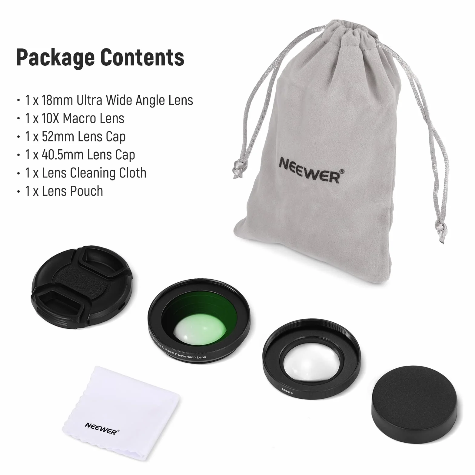 Neewer Szerokokątny obiektyw HD 40,5 mm do Sony ZV-1F ZV-E10 A5000 A6000 2 w 1 18 mm i 10x makro z adapterem