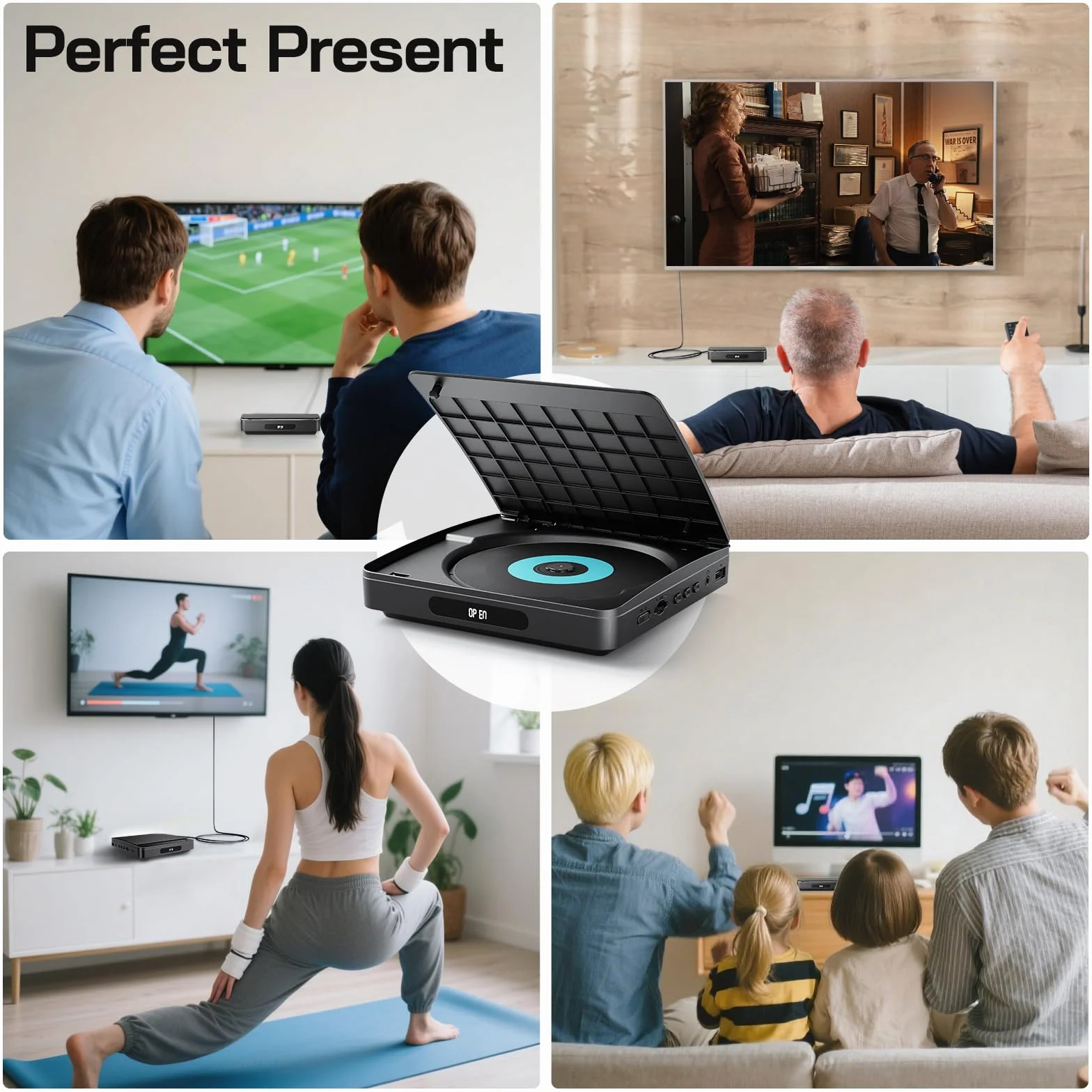 WOLFANG Odtwarzacz DVD do Telewizora z HDMI, 1080P Full HD Region Free, Pilotem i Kablem Type-C, Odtwarzaczem CD do Domowego Systemu Stereo, Portem USB (Nie Blu-ray)