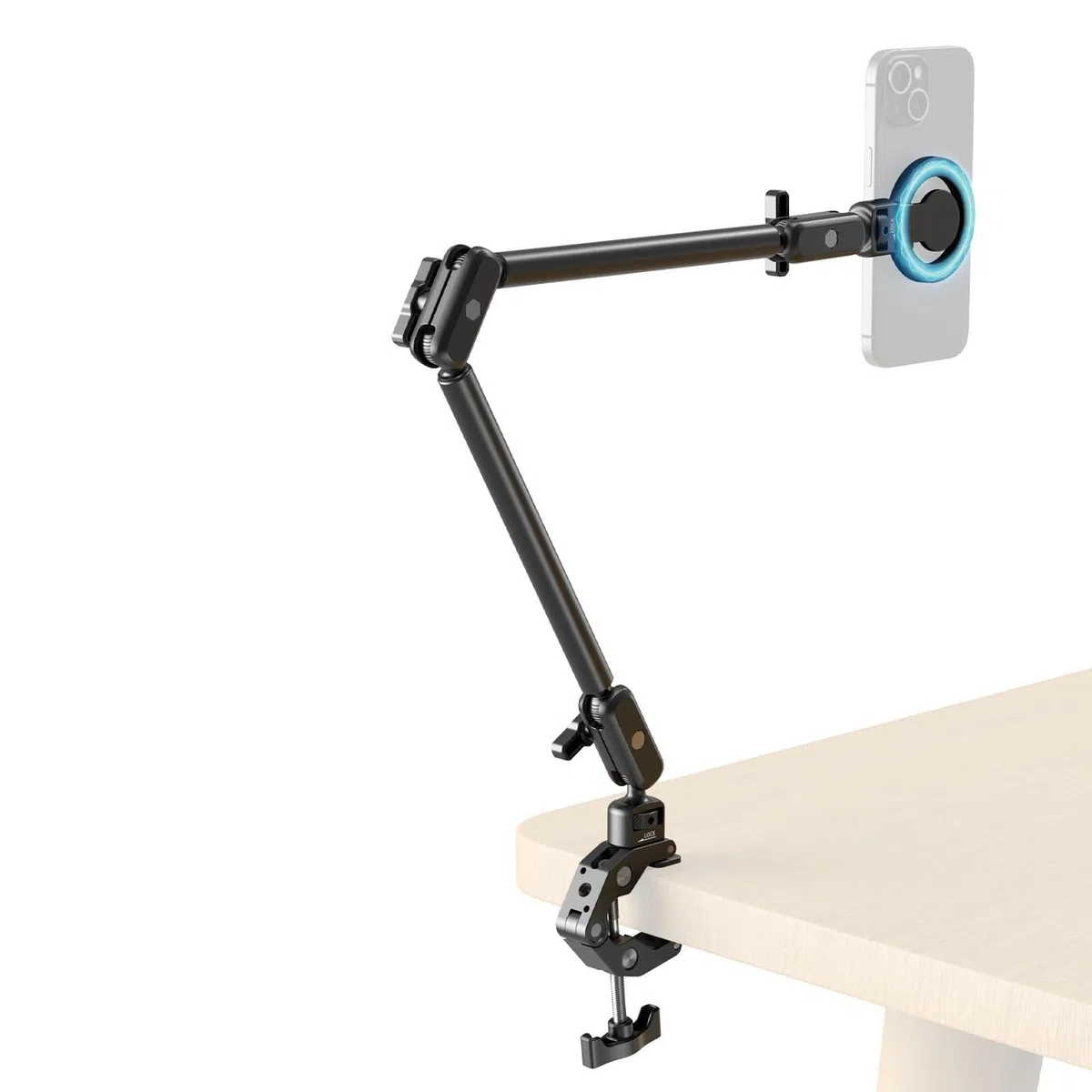 SMALLRIG Zestaw z zaciskiem biurkowym Magic Arm 67 cm do mocowania MagSafe iPhone'a, dwustopniowe regulowane elastyczne ramię - 5626