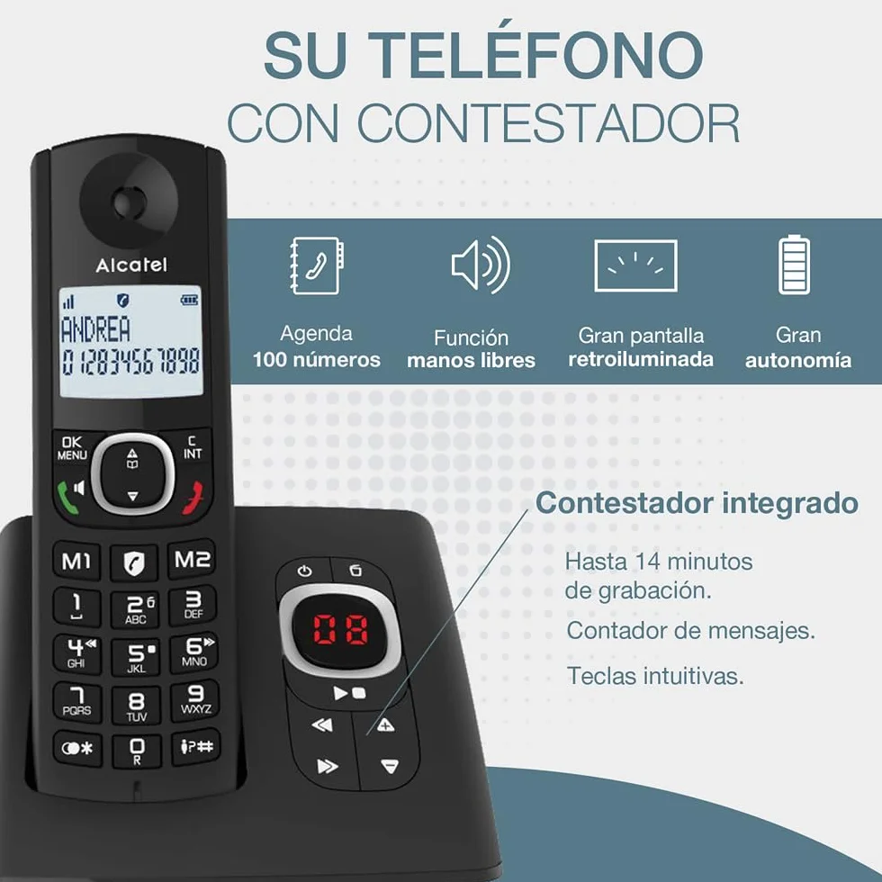 Alcatel F530 Voice Duo telefon bezprzewodowy z sekretarką 2 słuchawki blokowanie połączeń głośnomówiący Czarny