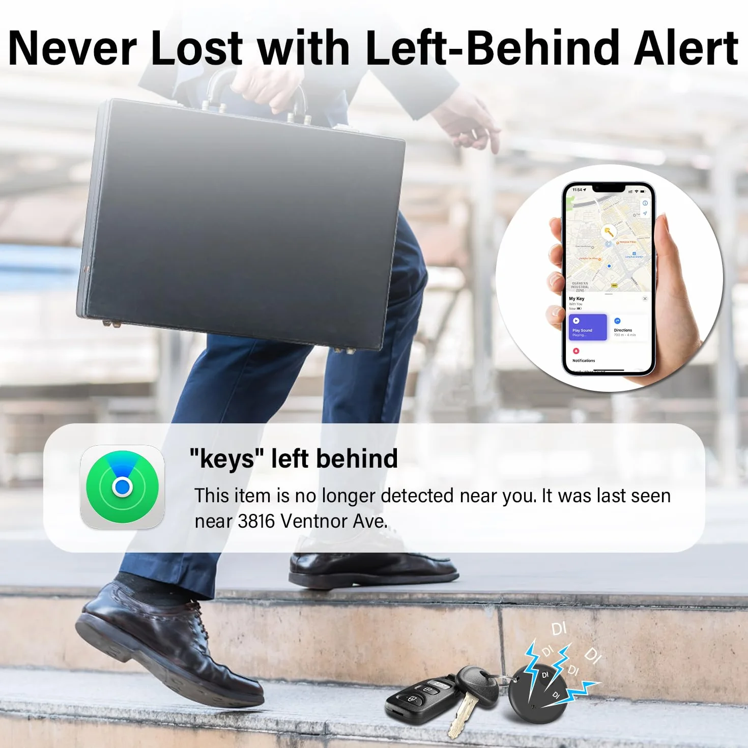 Lokalizator kluczy Tag śledzący Air Tracker kompatybilny z Apple Find My 4 sztuki, żywotność baterii jeden rok