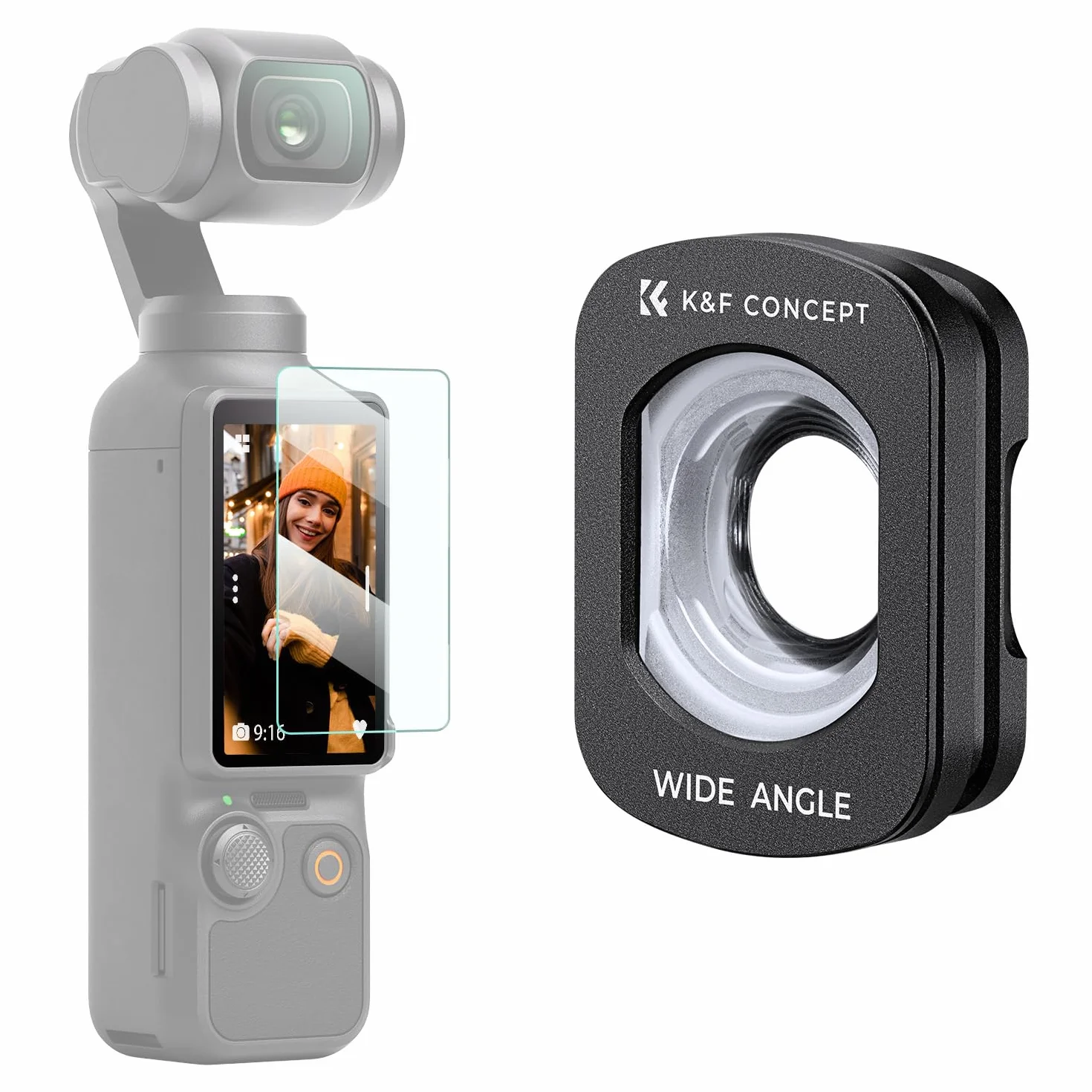 K&F Concept Magnetyczny obiektyw szerokokątny kompatybilny z DJI OSMO POCKET 3, szeroki filtr zewnętrzny rozszerzony widok akcesoria