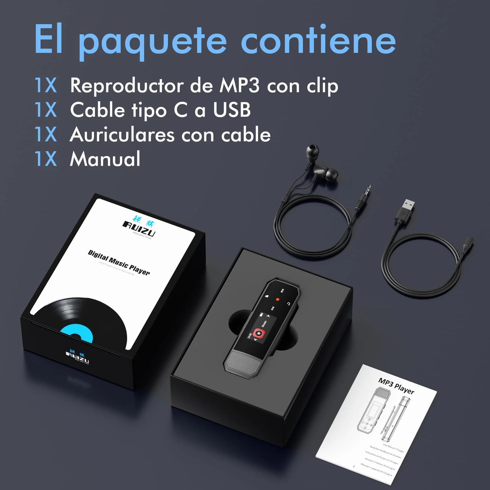 Przenośny odtwarzacz MP3 64 GB Bluetooth 5.3 USB-C z radiem FM
