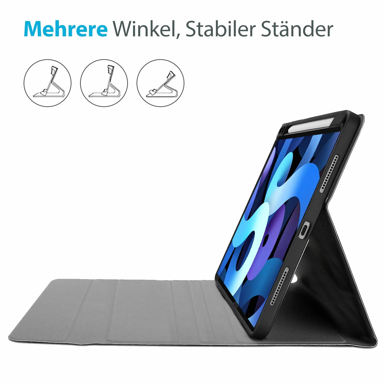 ProCase Niemiecki futerał na klawiaturę z uchwytem na długopis do iPada Air 11" M2 2024 / iPad Air 5 2022 / Air 4 Gen 2020 10,9", ultracienkie, z wyjmowanym magnesem, klawiatura bezprzewodowa