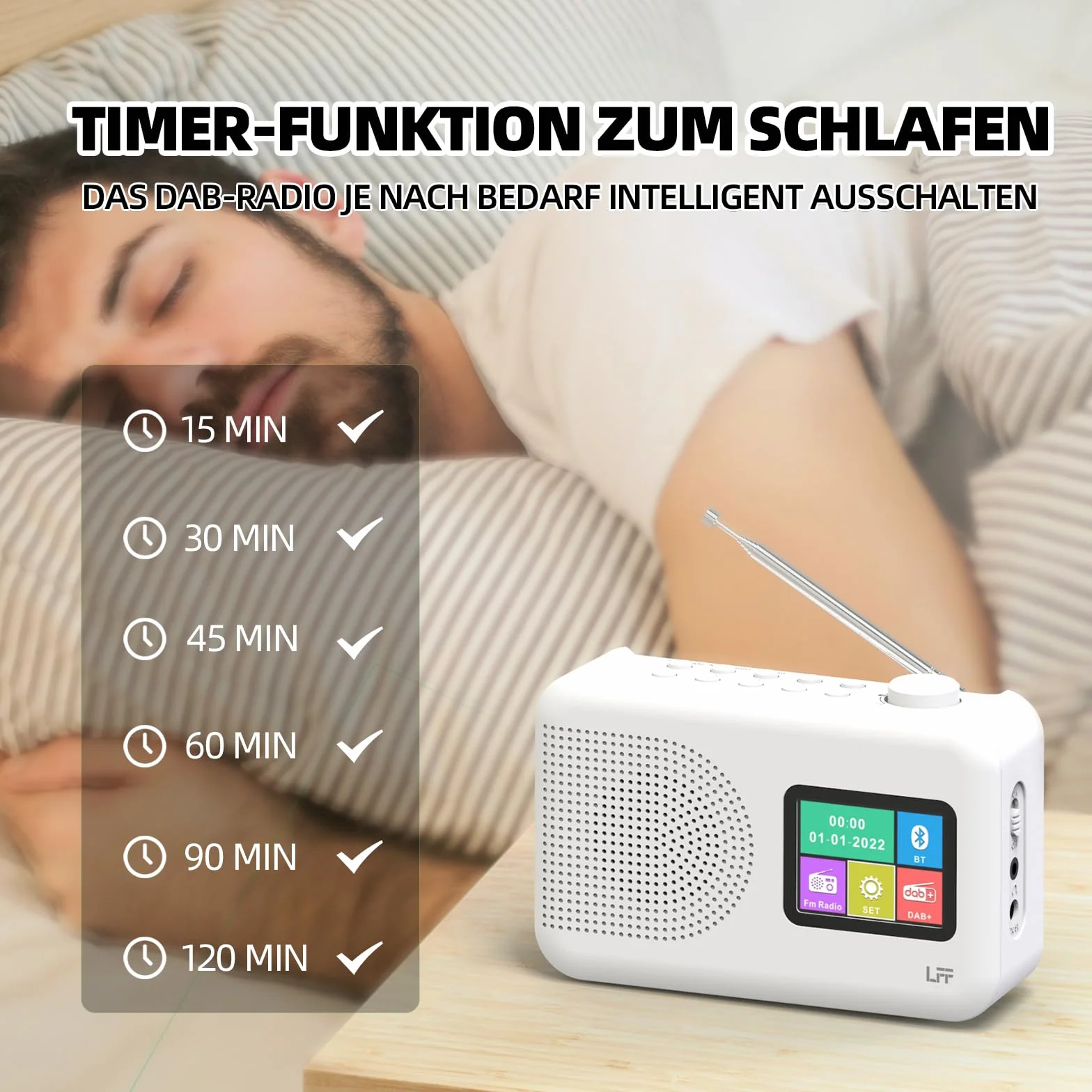 Radio Cyfrowe DAB Plus FM Bluetooth Małe z Kolorowym Wyświetlaczem Zasilanie Kablowe Bateryjne