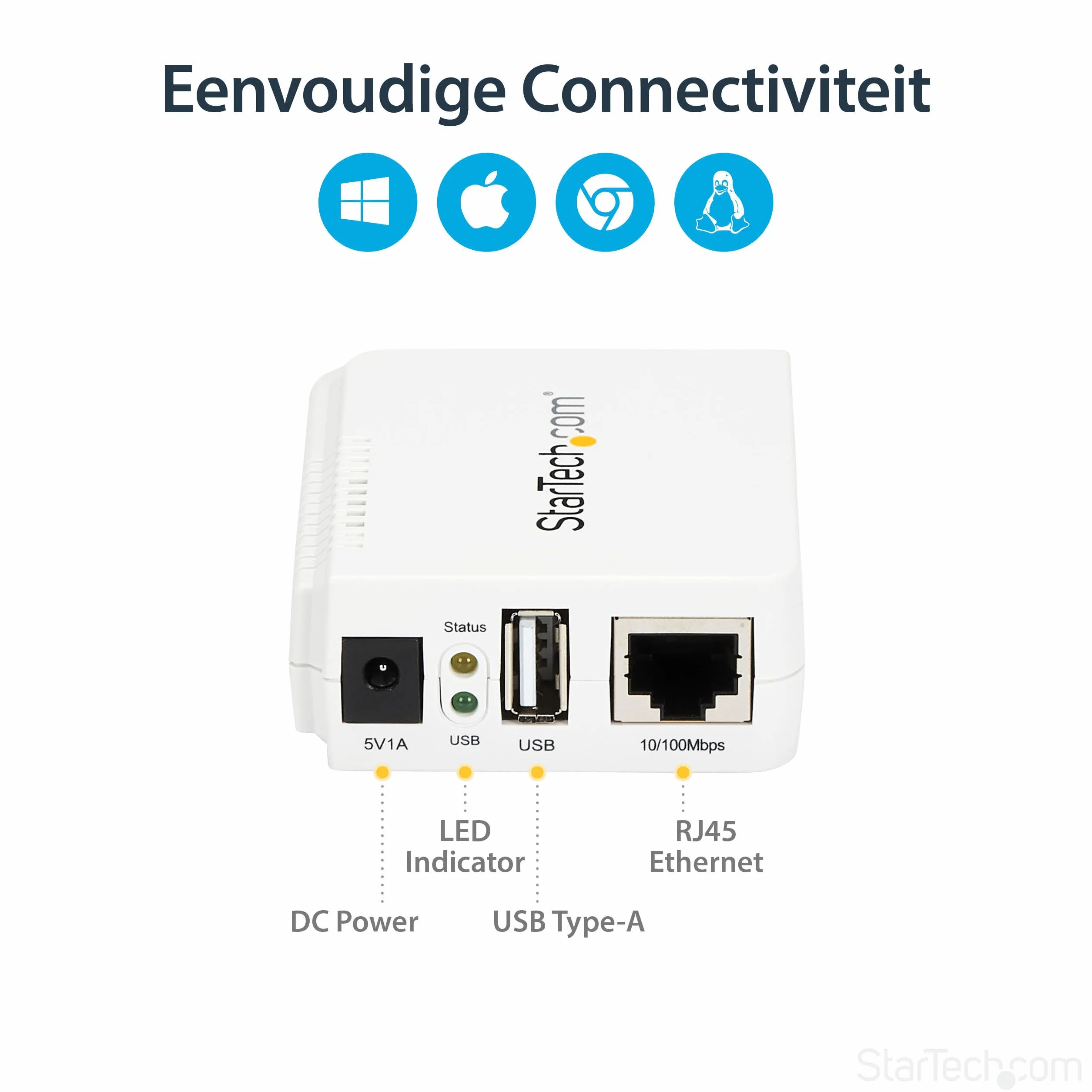 StarTech.com serwer druku USB WLAN 802.11 b/g/n Ethernet 10/100 Mb/s Wireless-N