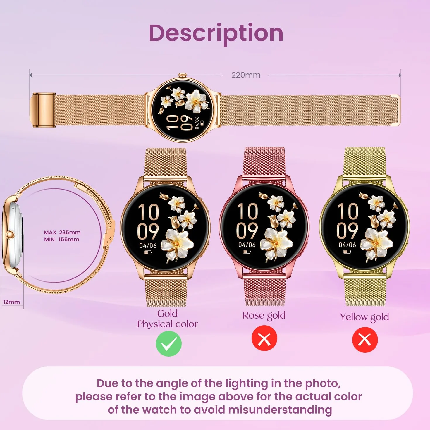 Smartwatch damski z funkcją telefonu, zegarek fitness, zegarek na rękę: 1,32" AMOLED Smart Watch z pulsometrem, monitorowaniem snu, licznikiem kalorii, zegarek sportowy IP68, wodoszczelny, zegarek