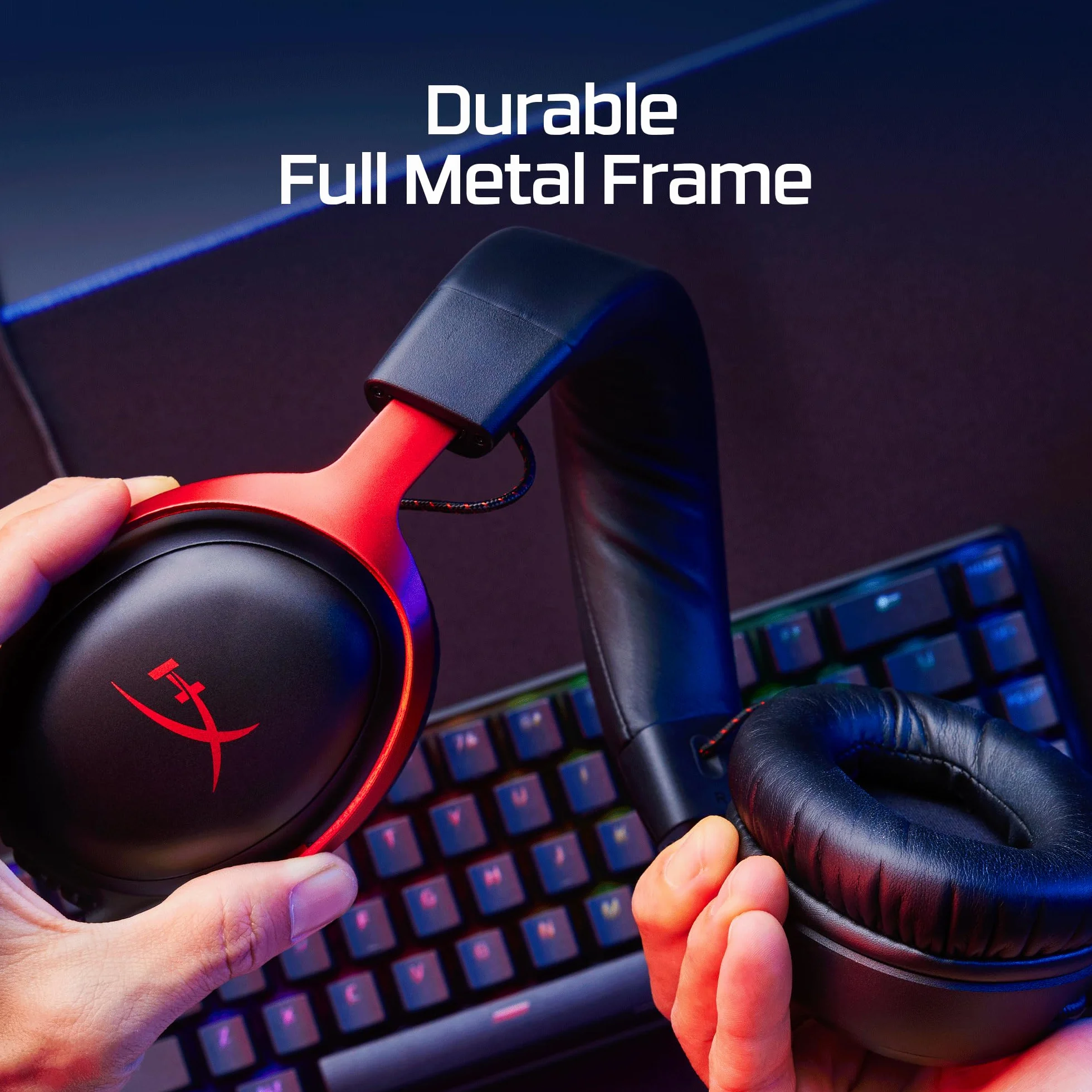 HyperX Cloud III – przewodowy zestaw słuchawkowy do gier, PC, PS5, Xbox Series X|S, kątowy sterownik 53 mm, DTS, pianka memory, stabilna rama, ultra przezroczysty mikrofon 10 mm, USB-C, USB-A, 3,5 mm