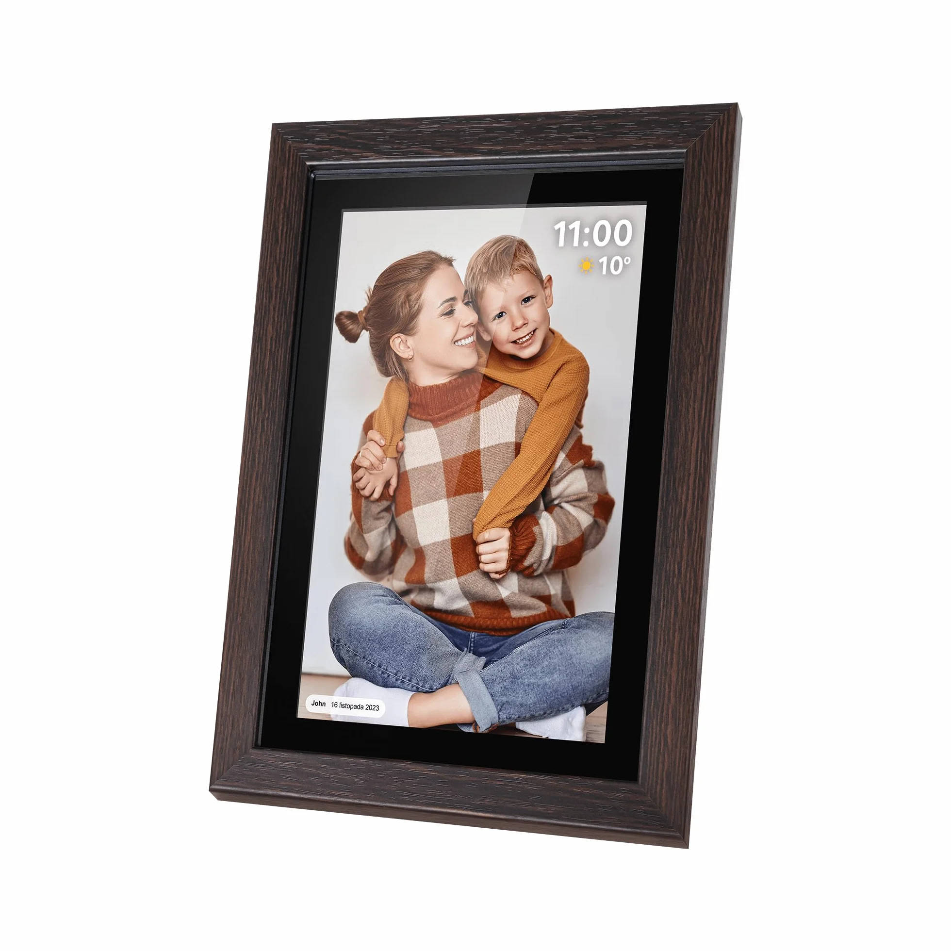 Krüger&Matz Cyfrowa Ramka na Zdjęcia FRAMEO 1280x800 px 10,1" Wi-Fi MicroSD Odtwarzanie Klipów Wideo Timer Pogoda Drewniana Ramka KM1102