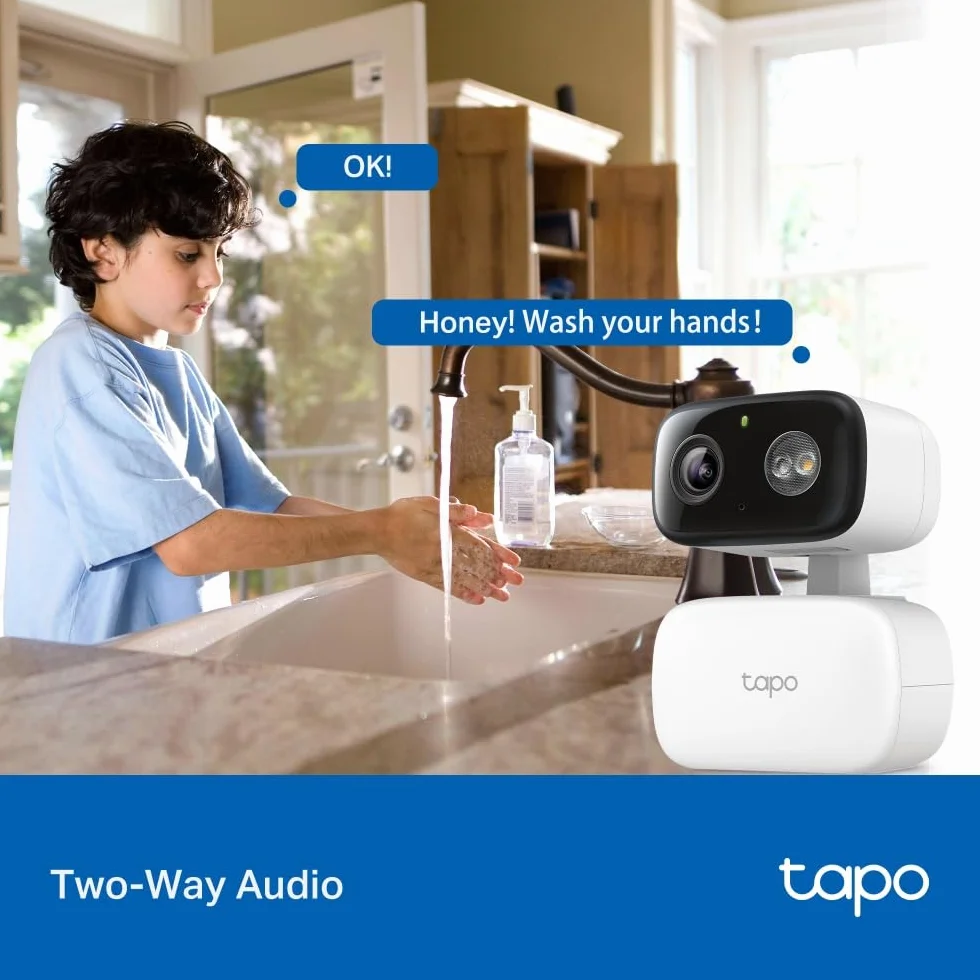 TP-Link Tapo C206 mini kamera do monitoringu z nagrywaniem, 1080p, zasięg 360°, do użytku wewnątrz i na zewnątrz, rozpoznawanie i powiadomienia, karta microSD do 512 GB, 105,3 × 77,8 × 69,8 mm
