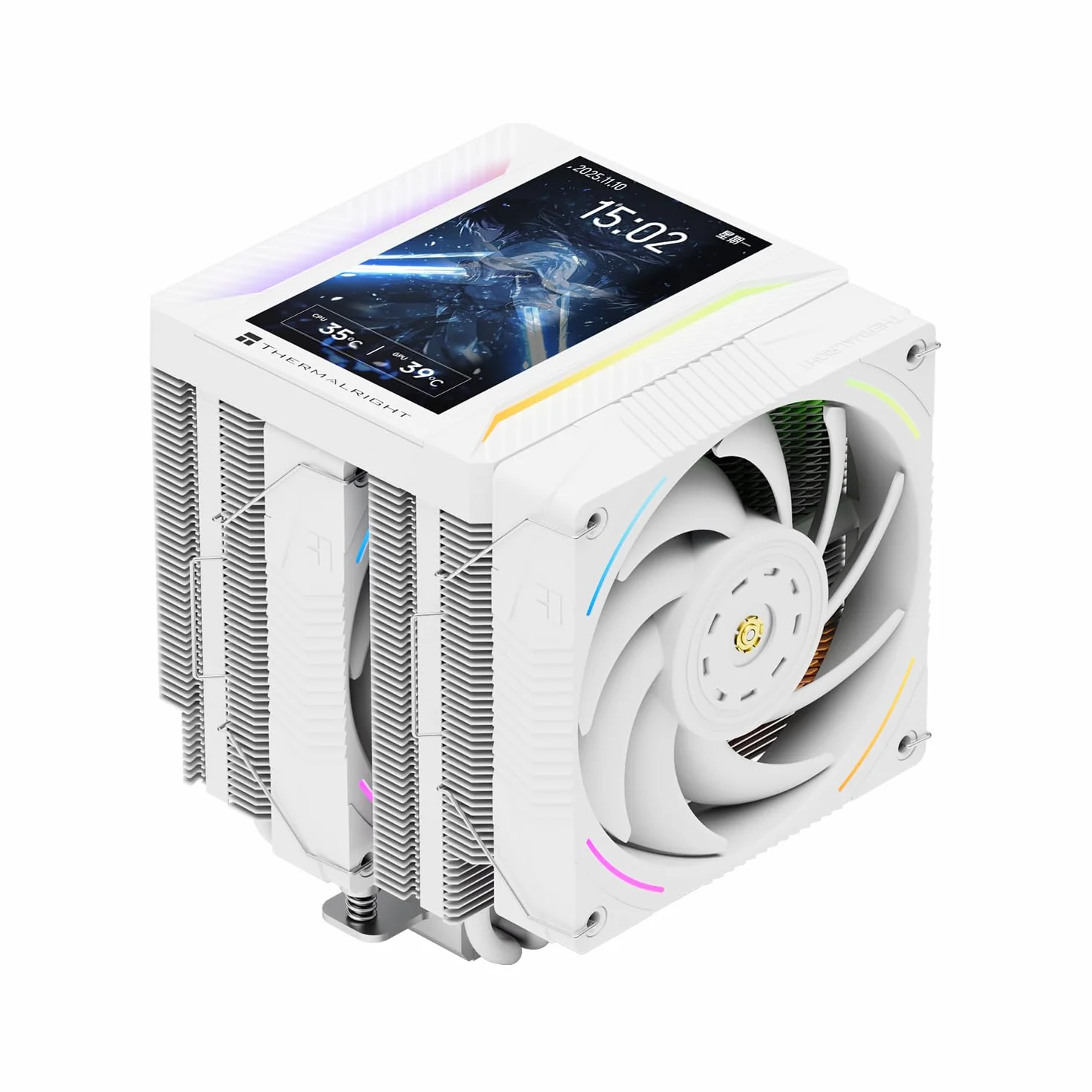 Thermalright Peerless Assassin 120 VISION MAX ARGB White chłodnica powietrza CPU Dual-Tower 2150 obr./min 5-calowy wyświetlacz IPS