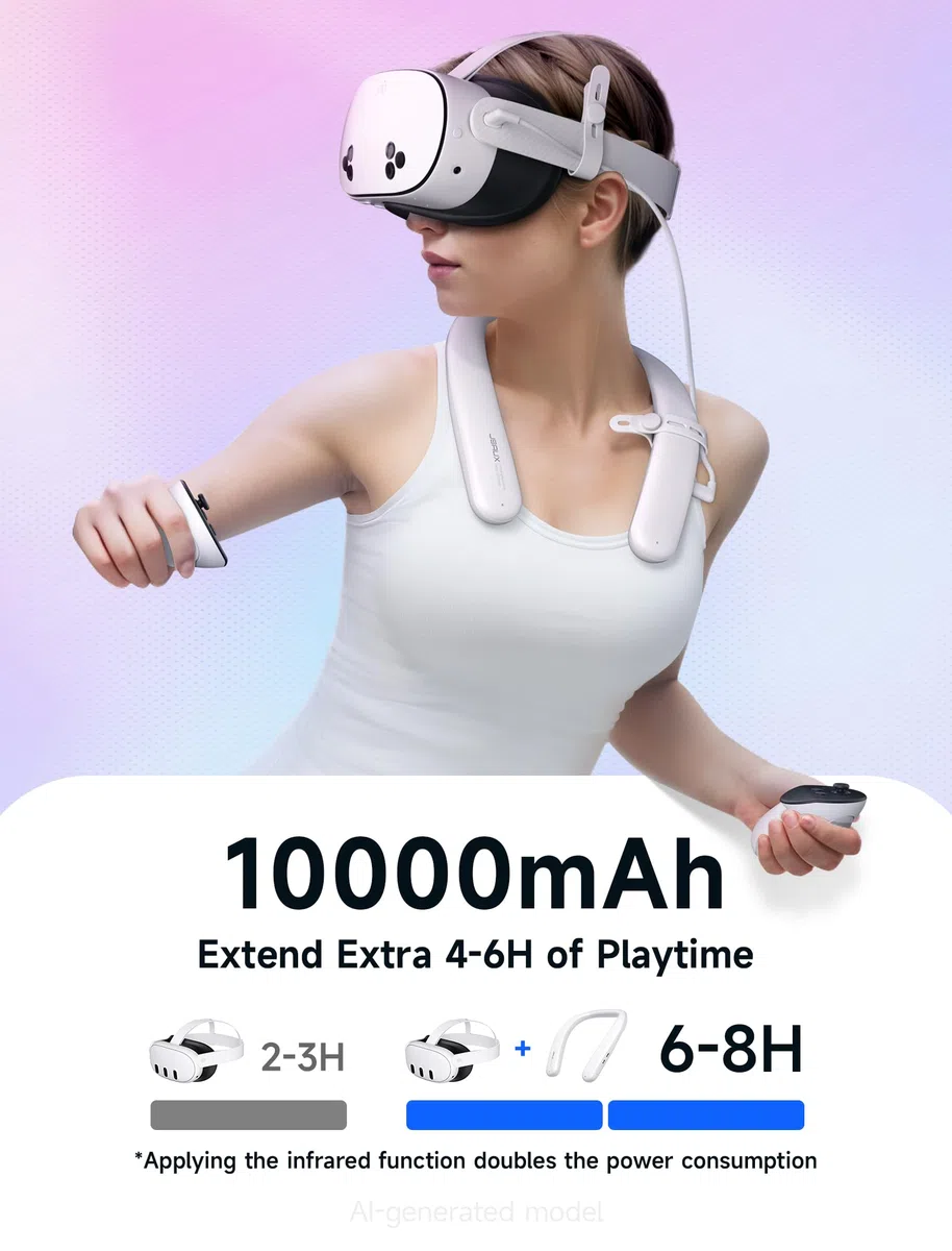 JSAUX Zestaw akumulatorów kompatybilne z Oculus Quest 3 2, 10 000 mAh PD szybka ładowarka (dodatkowy czas odtwarzania 4-6 h), akcesoria VR Extend Power, kompatybilne z Meta Quest 3, PSVR 2, Pico 4