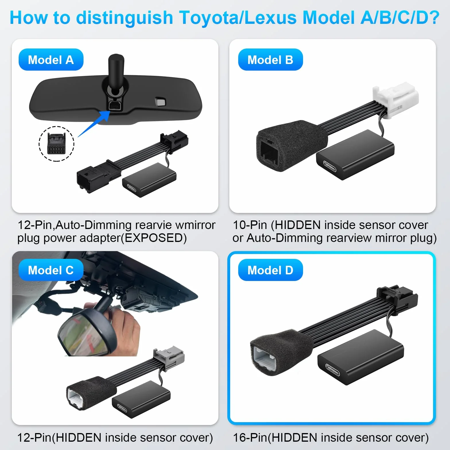 Dashcam Power Adapter 16 Pin Model D for Toyota Lexus Corolla Yaris Cross 2024 2025 Lane Assist Port