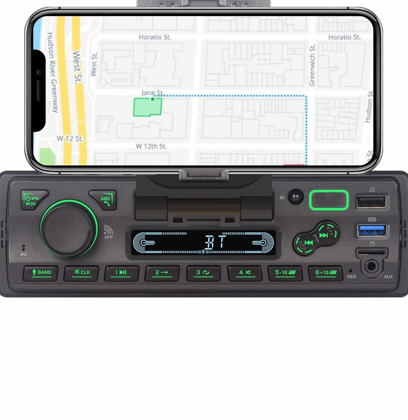 Samochód stereo z singlem Bluetooth Single Din with App Control MP3 Odtwarzacz obsługuje połączenia bezpłatne/USB/FM/AM/TF/Aux-in/EQ, odbiorniki radiowe samochodowe z uchwytem telefonu Zewnętrzne mikrofon SWC