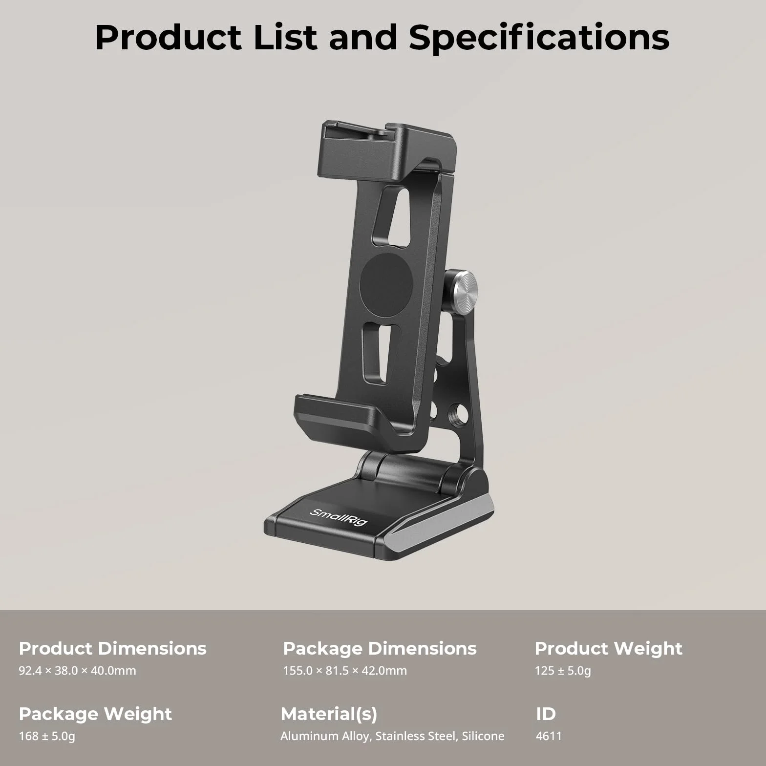 SMALLRIG Metal Phone Tripod Mount Uchwyt do Telefonu z Adapterem Szybkozłącza dla Arca-Swiss Wielofunkcyjny dla iPhone