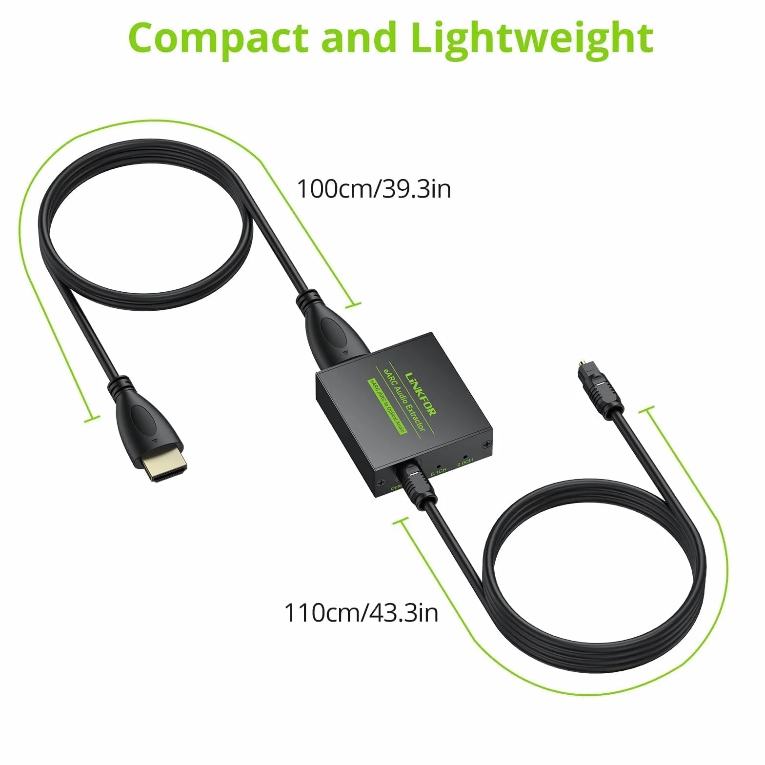 LiNKFOR HDMI eARC/ARC na optyczny ekstraktor audio – konwerter audio eARC 192 kHz z obsługą Dolby/DTS 5.1, adapter HDMI ARC do soundbara, telewizora, kina domowego - ekstraktor audio ARC dla wysokiej