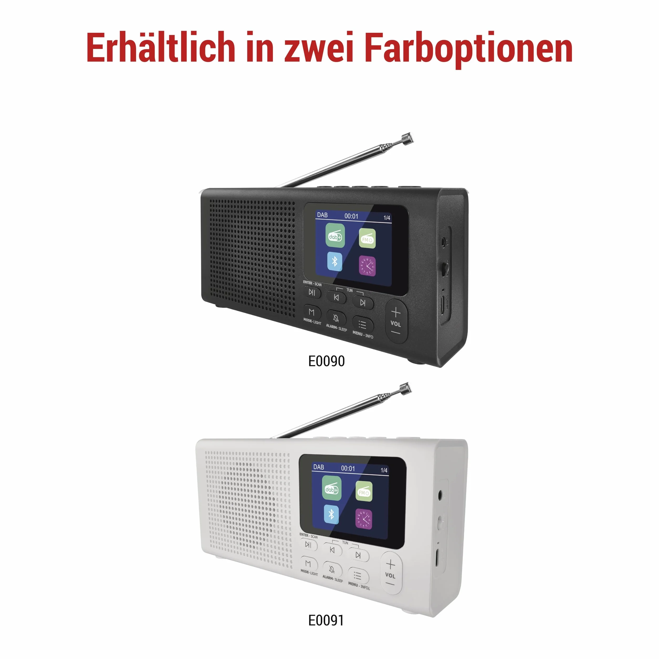 EMOS Radio DAB+ Bluetooth przenośne radio cyfrowe budzik 40 miejsc pamięci DAB+FM kolorowy wyświetlacz TFT LCD