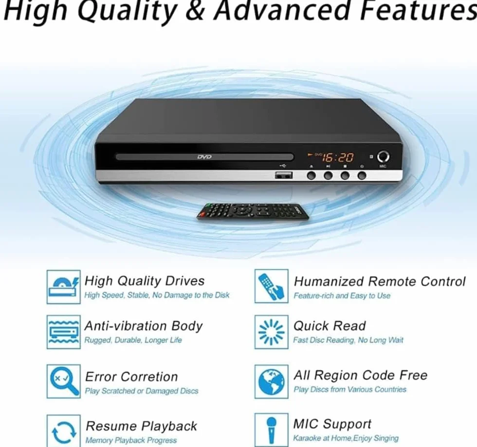 Mini odtwarzacz DVD CD HDMI 1080P AV Dolby Digital USB