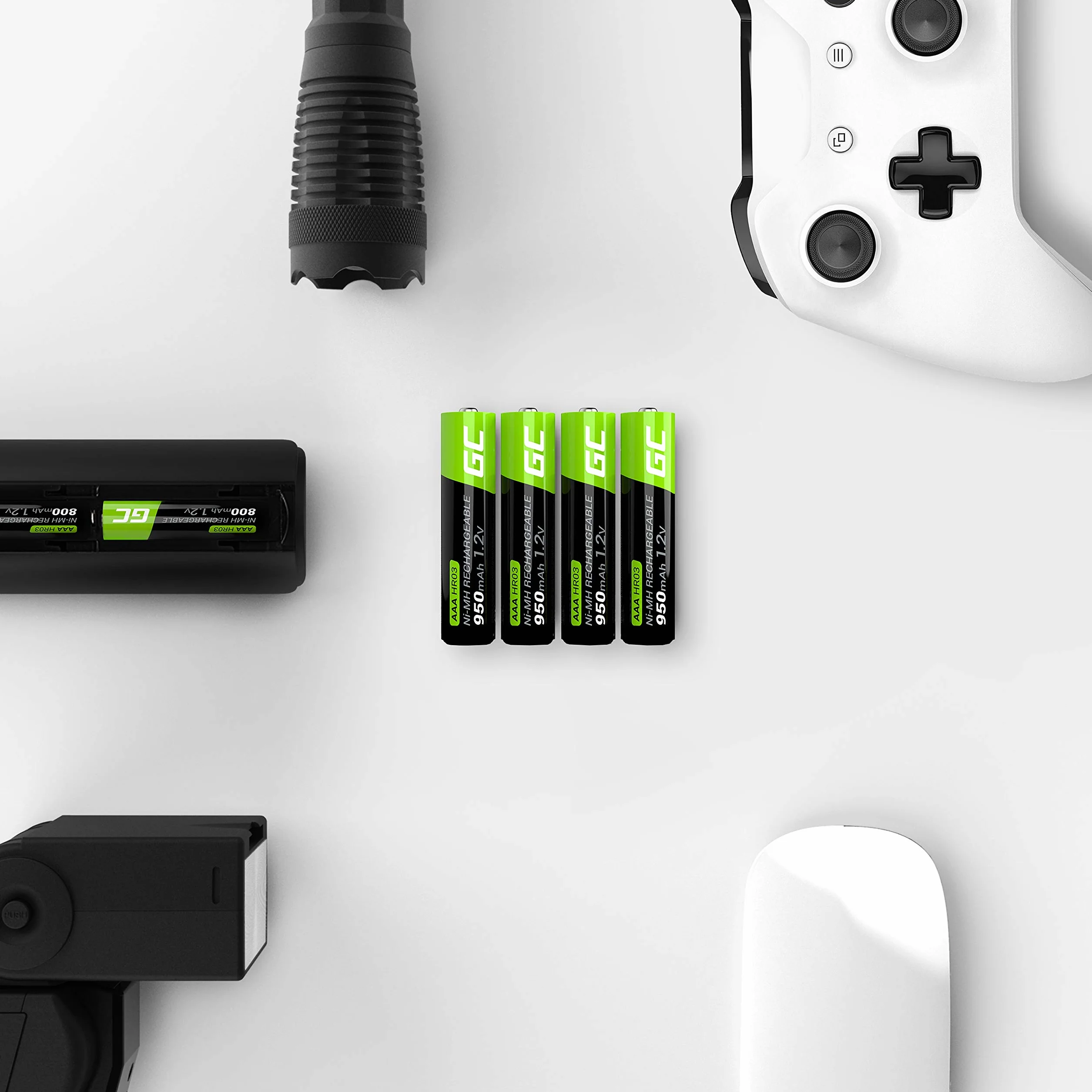 Green Cell Akumulatory 4x AAA R3 950mAh Ni-MH – wysokiej jakości baterie wielokrotnego ładowania, wysoka wydajność, kompatybilne ze wszystkimi ładowarkami AAA, baterie paluszki