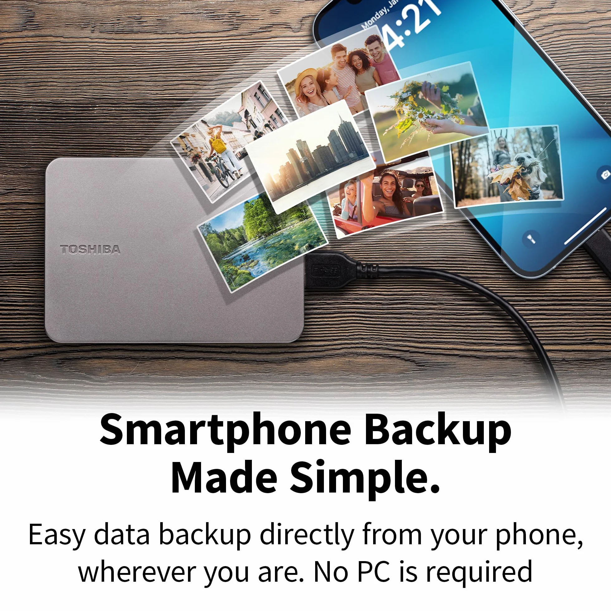 Disco rigido esterno - TOSHIBA - Canvio Flex - 1 TB - Argento - Prestazioni eleganti