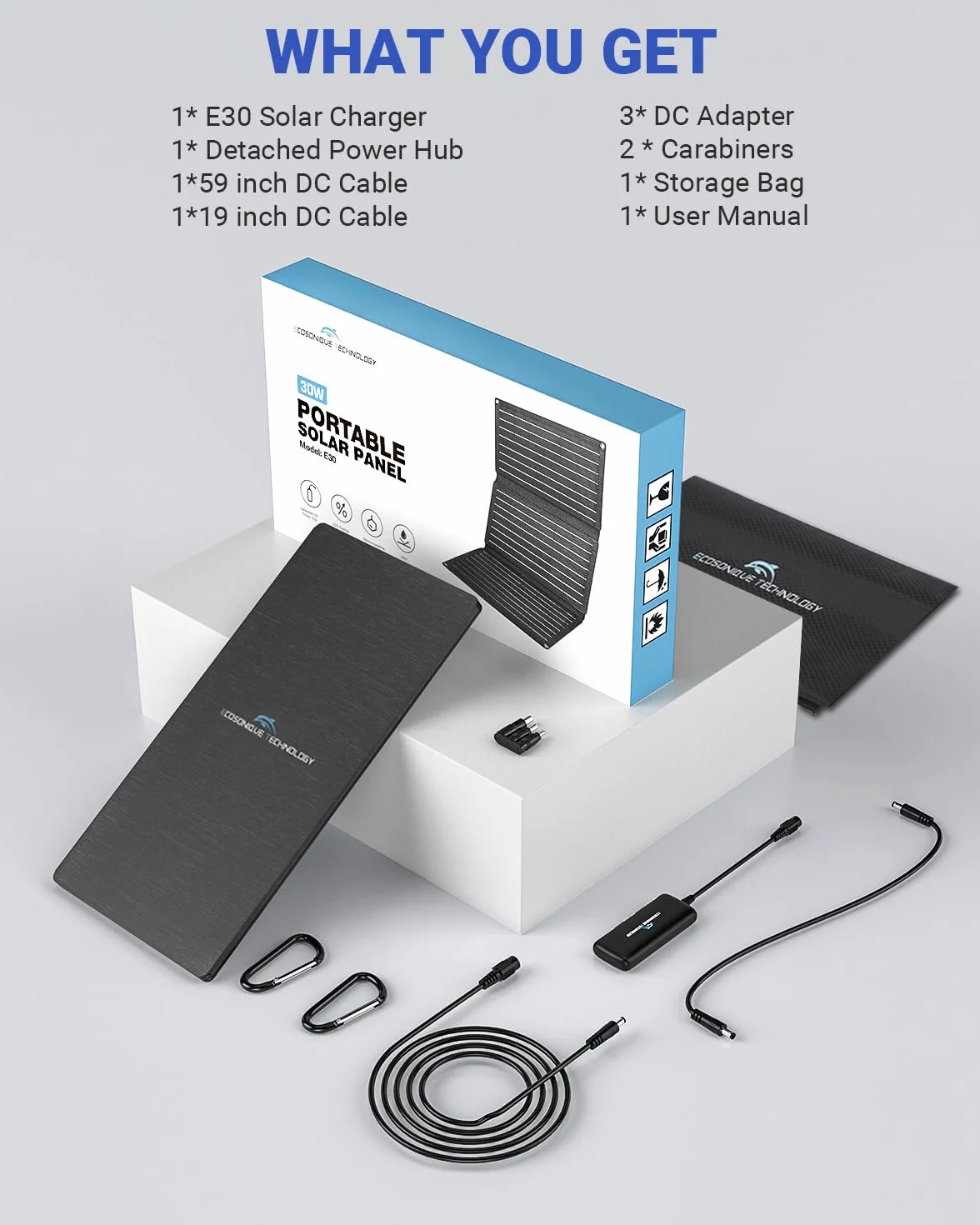 Ecosonique ładowarka solarna 30W USB A USB-C do telefonu komórkowego