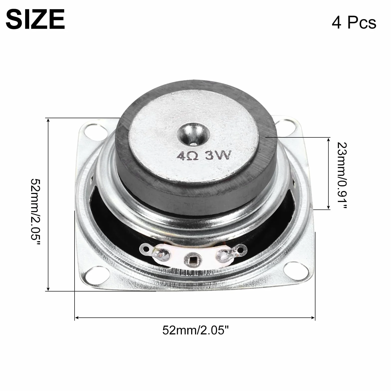QUARKZMAN 4 szt. 3 W 4 Ohm małe głośniki metalowa obudowa kwadratowy zewnętrzny magnetyczny głośnik do głośników Mini DVD EVD przenośny przenośny multimedialny samochód reklamowy