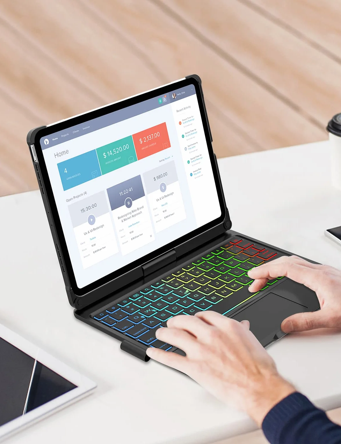JADEMALL Etui na iPad 11 generacji A16 z klawiaturą, 7 kolorów, podświetlana, bezprzewodowa, zdejmowana klawiatura, elastyczne etui TPU z uchwytem na rysik do nowego iPada 10./11. generacji