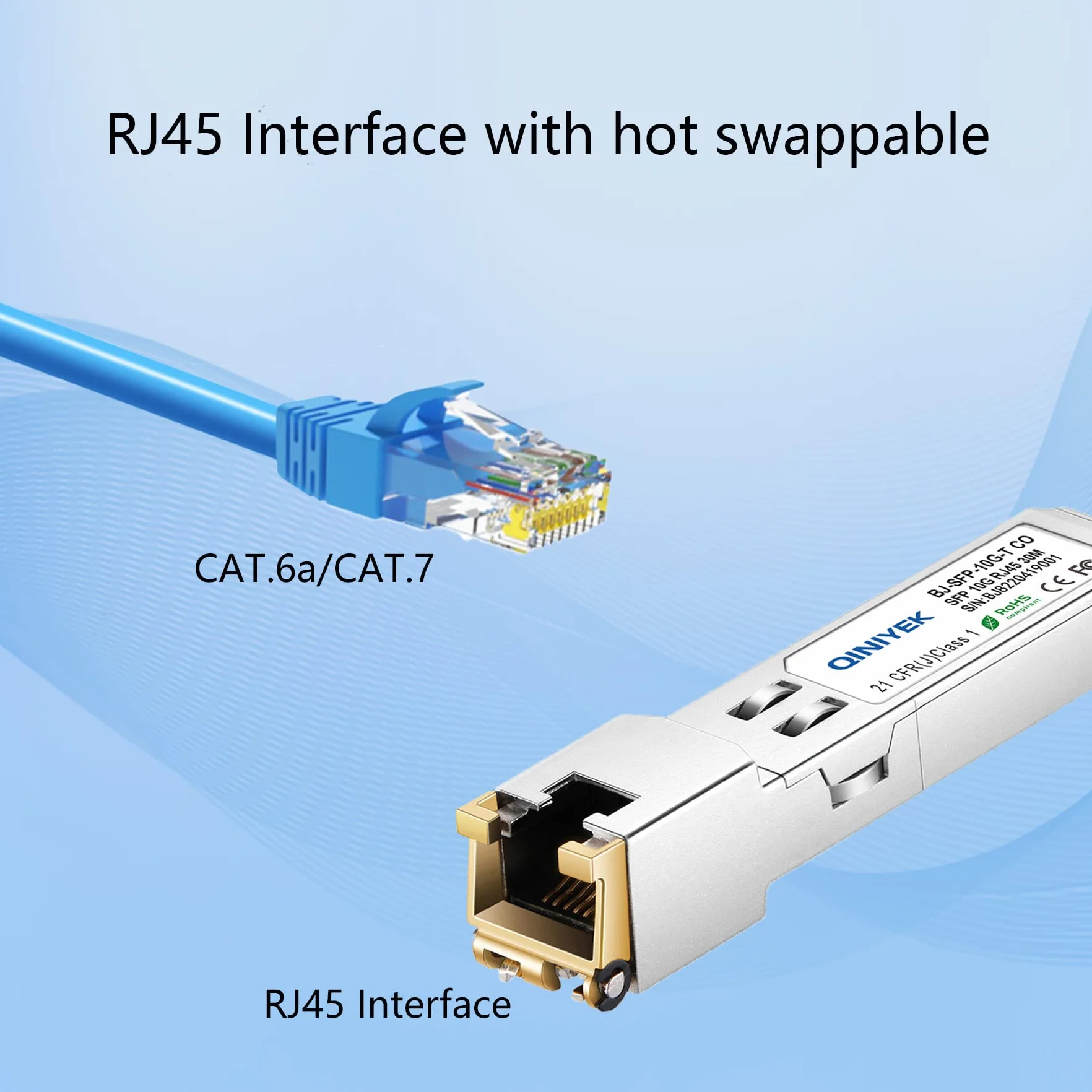 Moduł SFP+ na RJ45, 10 Gbase-T SFP+ Mini Gbic nadajnik kompatybilny z Cisco SFP-10G-T-S, Meraki, Ubiquiti UniFi UF-RJ45-10G, Fortinet, TP-Link TL-SM5310-T i innymi