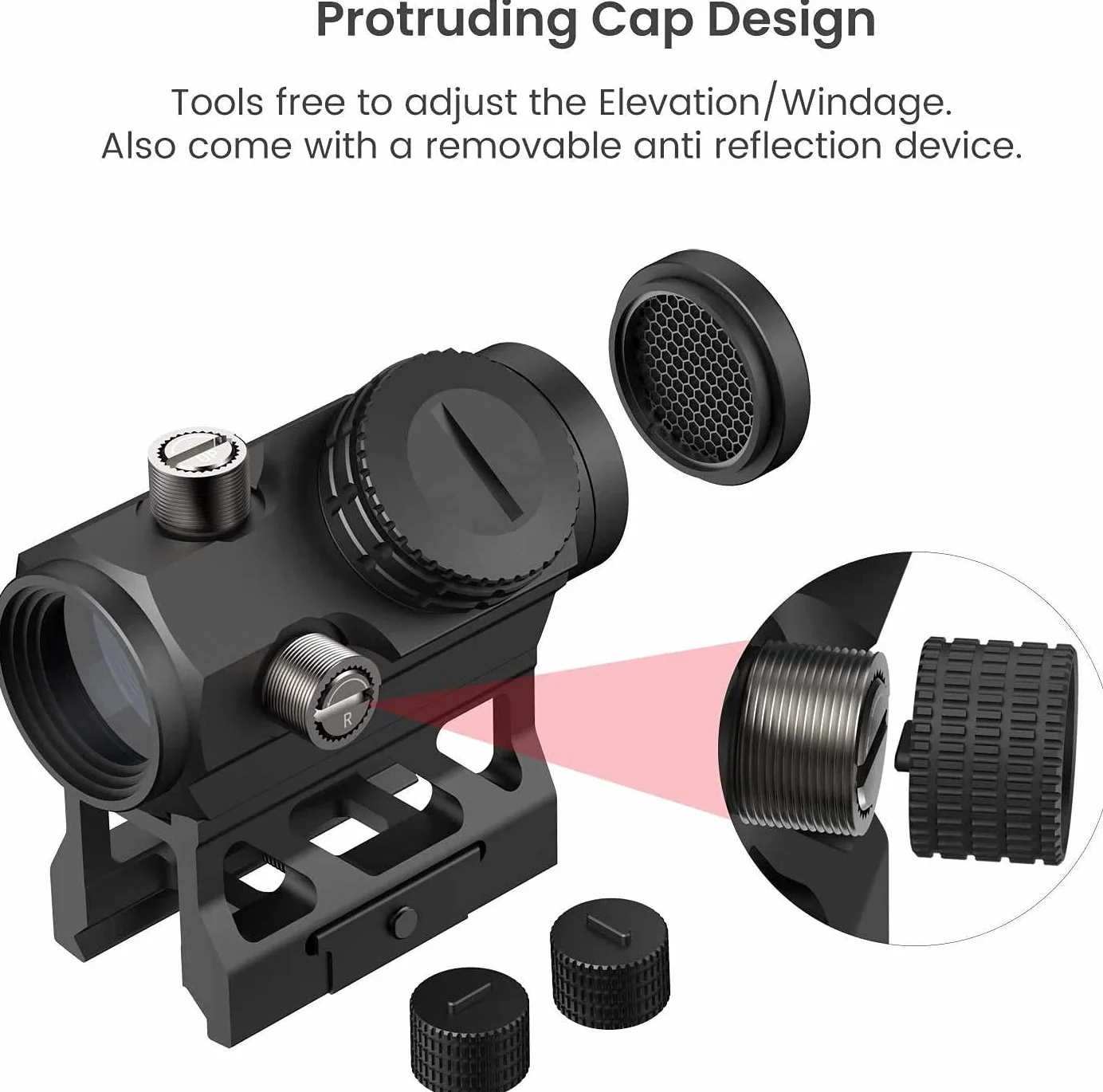 Feyachi V30 2MOA kolimator kolimatorowy automatyczne włączanie i wyłączanie 1x20mm kompaktowy kolimator kolimatorowy, odchylane osłony obiektywu