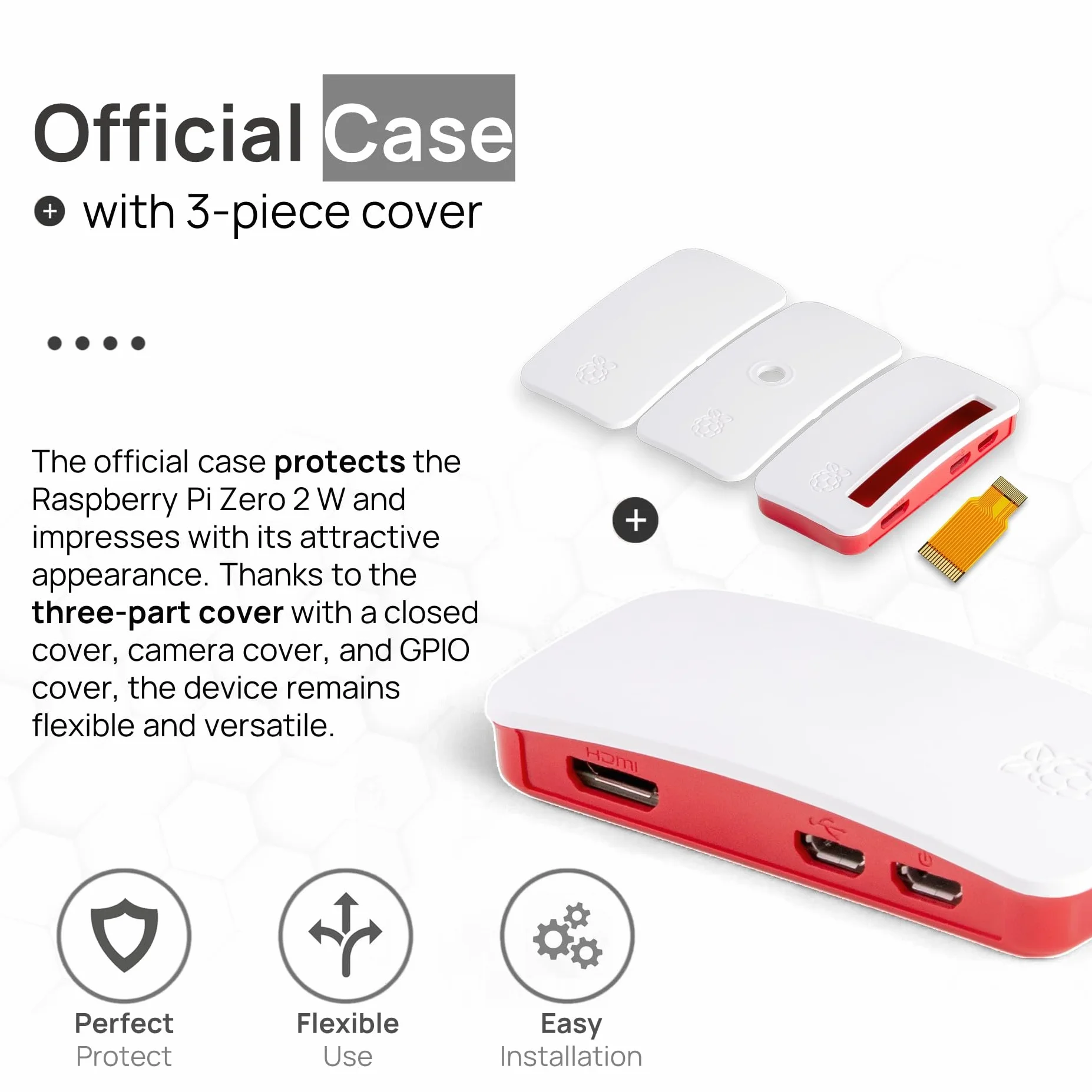 db-tronic Raspberry Pi Zero 2 W 512 MB Starter Kit | Zasilacz 13 W | Obudowa z 3 osłonami | Mini HDMI | Kabel do kamery | Gumowe nóżki | idealny do Home Assistant i smart home