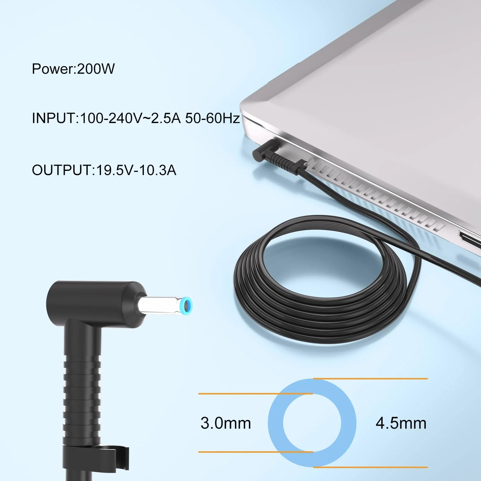 Ładowarka gamingowa do laptopa 200 W, kompatybilna z HP Omen Pavilion 15, 16, 17, Victus 15 16, Zbook 15 17 ZBook Fury Create Studio Envy 15 2020 TPN-DA10 TPN-CA23 TPN-LA21 TPN-DA23 adapter zasilania