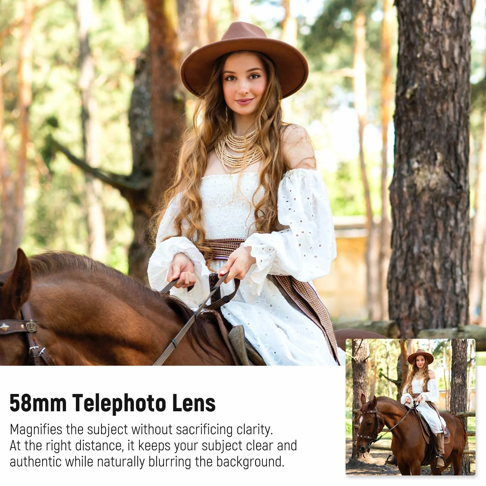 NEEWER Teleobiektyw 58 mm z 17 mm gwintowanym klipsem do aparatu telefonu, 6 elementów w 5 grupach, 2-krotne powiększenie, kompatybilny z iPhone Android Samsung do fotografii portretowej, LS-71